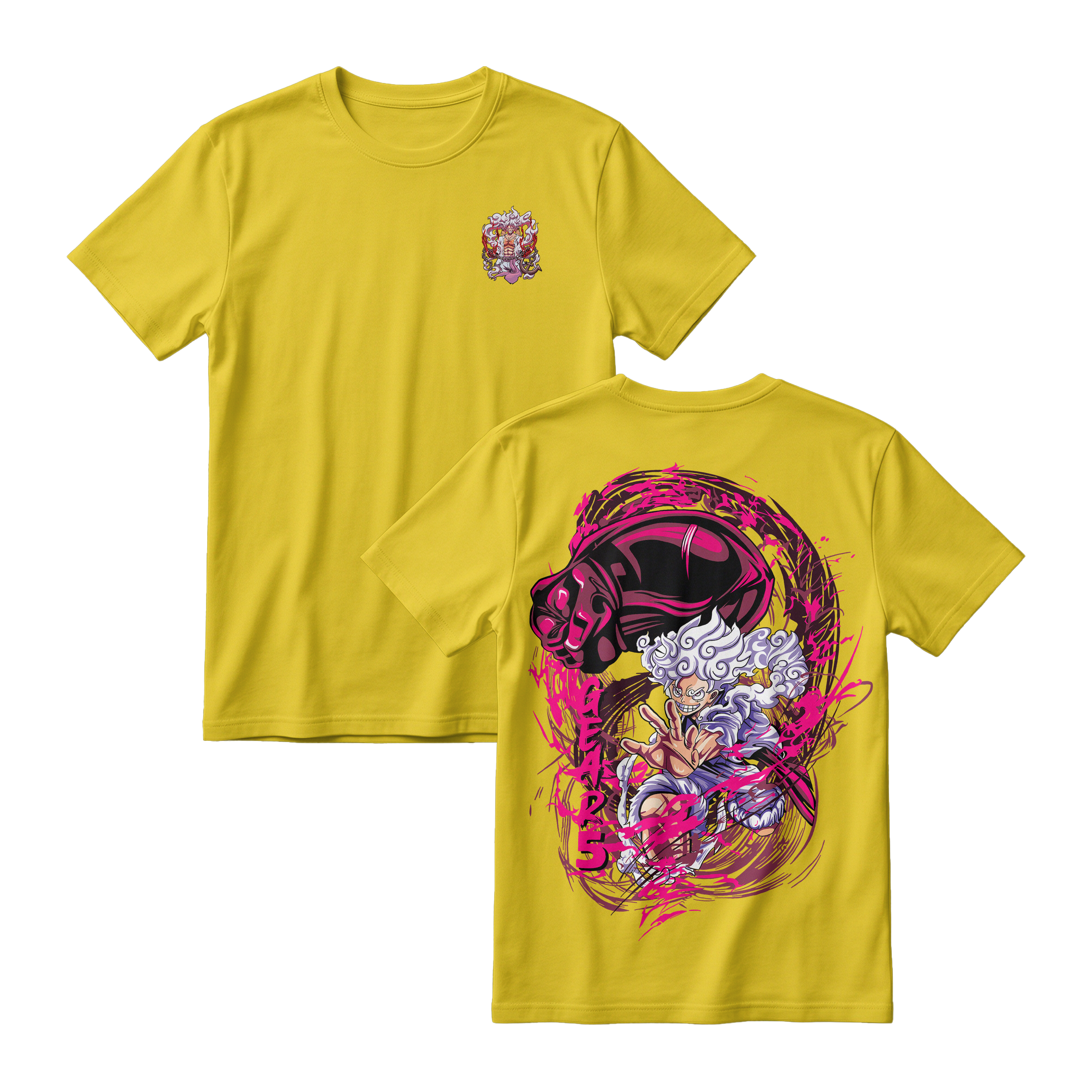 Anime One Piece Monkey D. Luffy Short Sleeve Tee - YELLOW