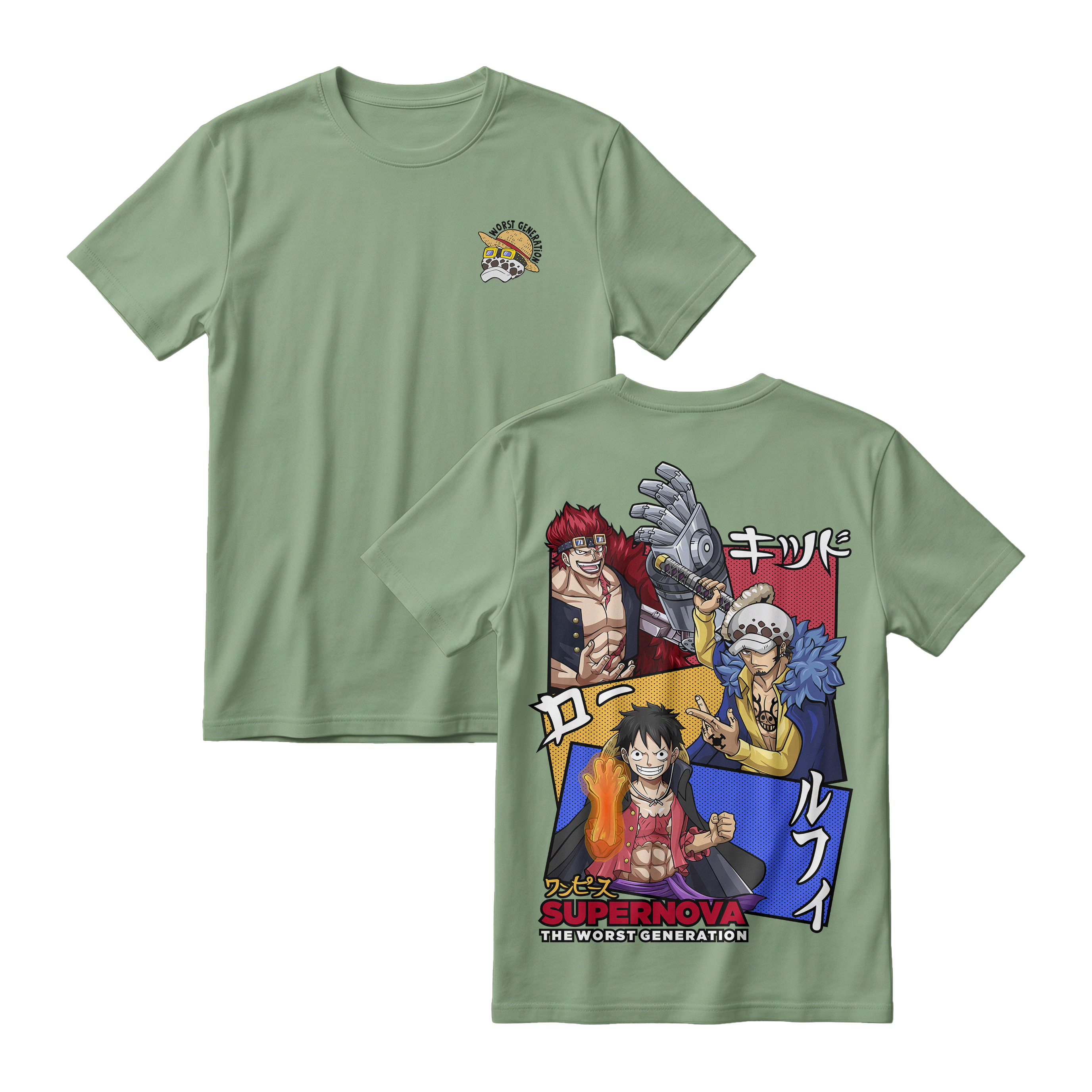 Anime One Piece Supernova The Worst Generation Short Sleeve Tee - ASPARAGUGS