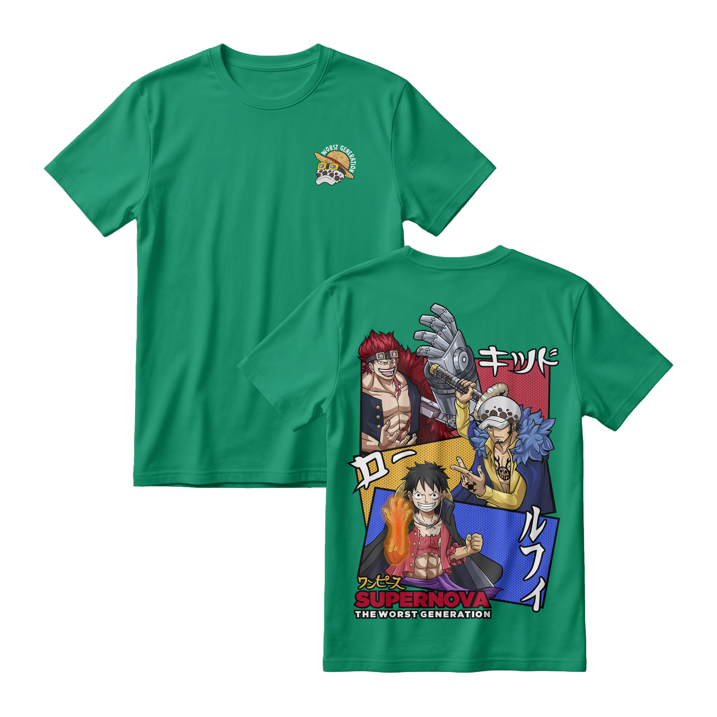 Anime One Piece Supernova The Worst Generation Short Sleeve Tee - JADE