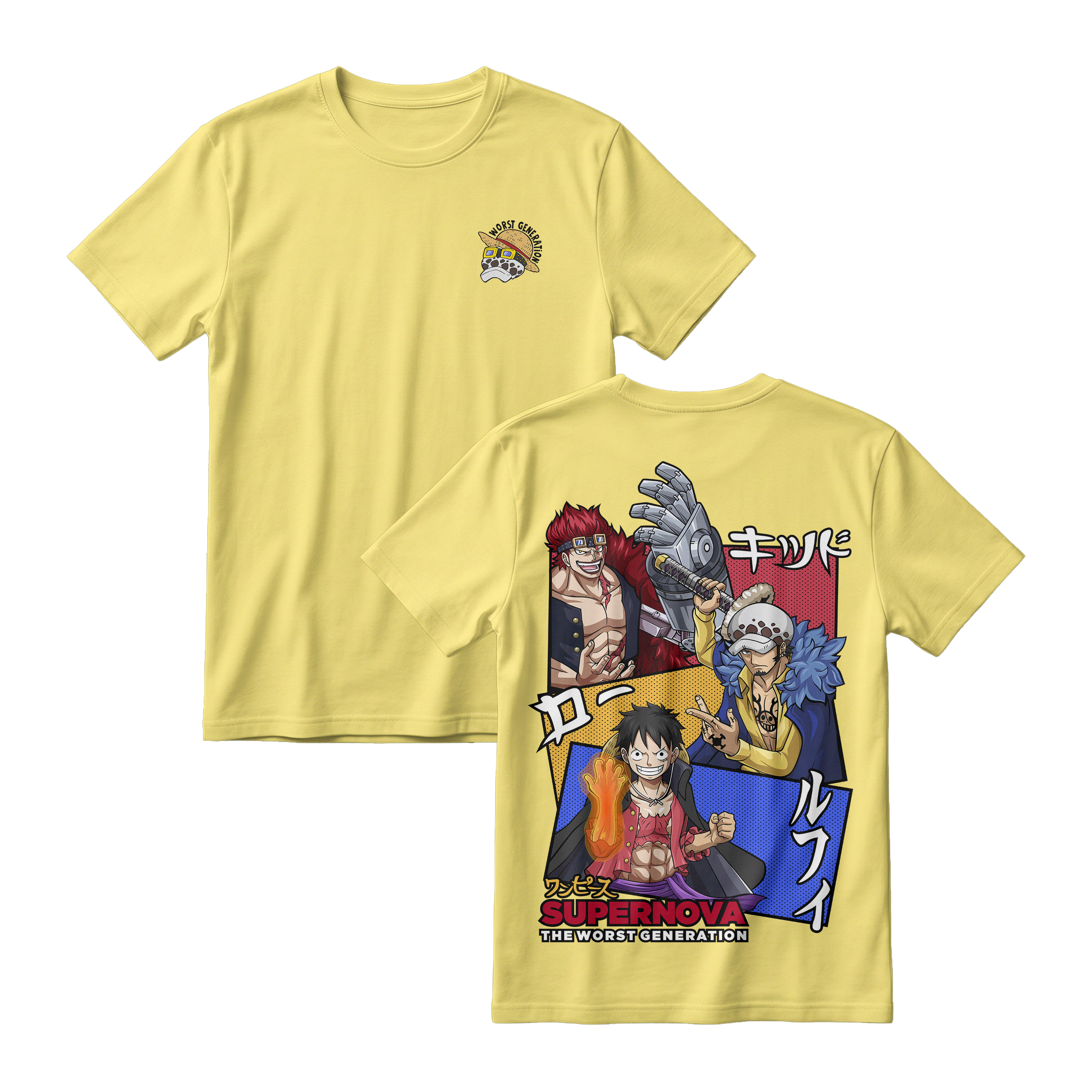 Anime One Piece Supernova The Worst Generation Short Sleeve Tee - LEMON