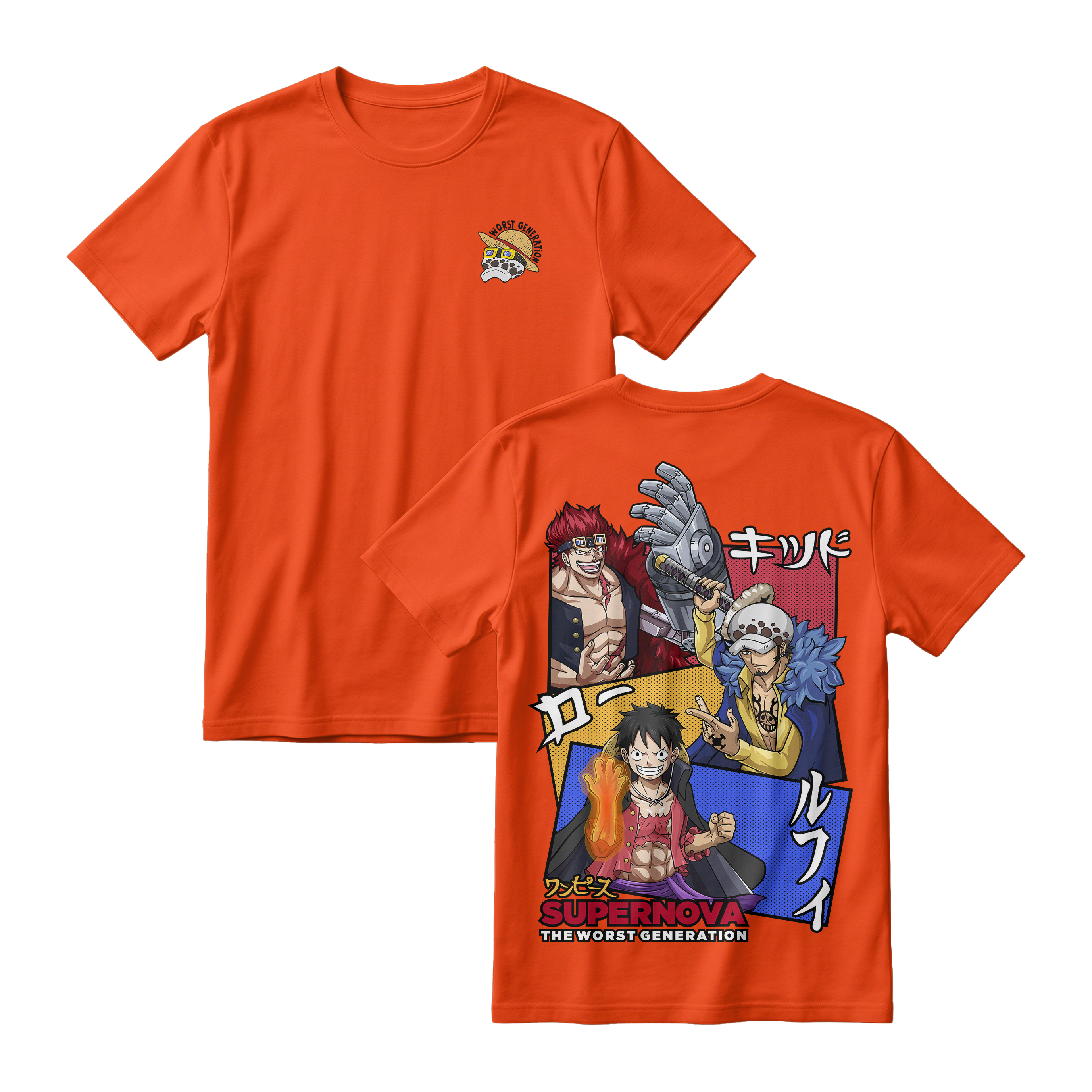Anime One Piece Supernova The Worst Generation Short Sleeve Tee - TIGER