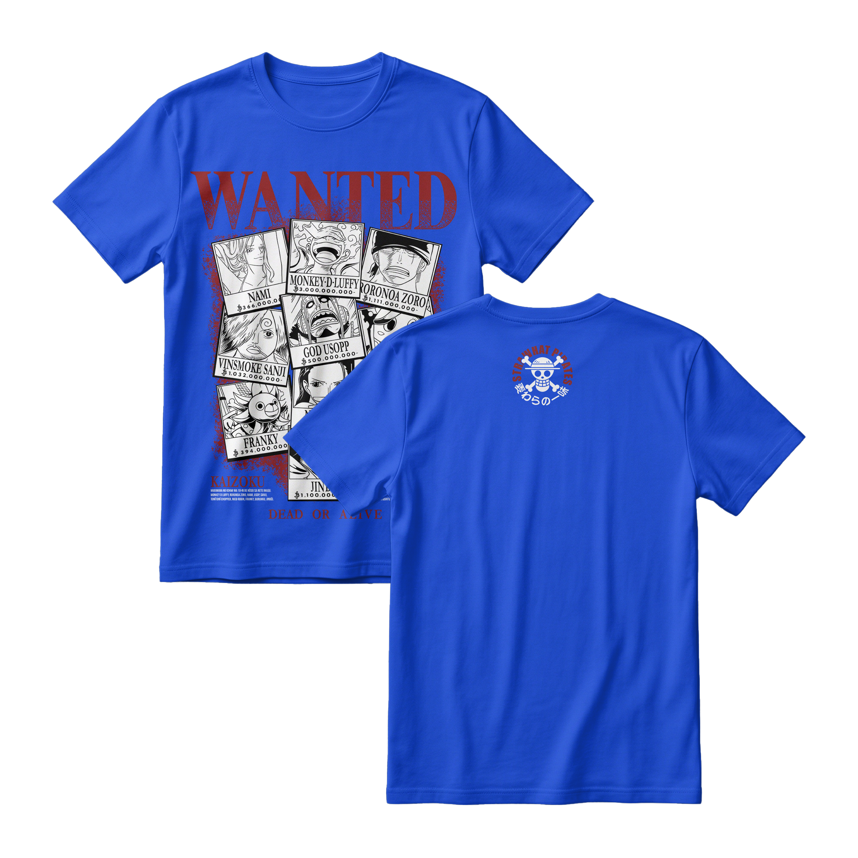 Anime One Piece Wanted Mugiwara Crew Short Sleeve Tee -  BENHUR