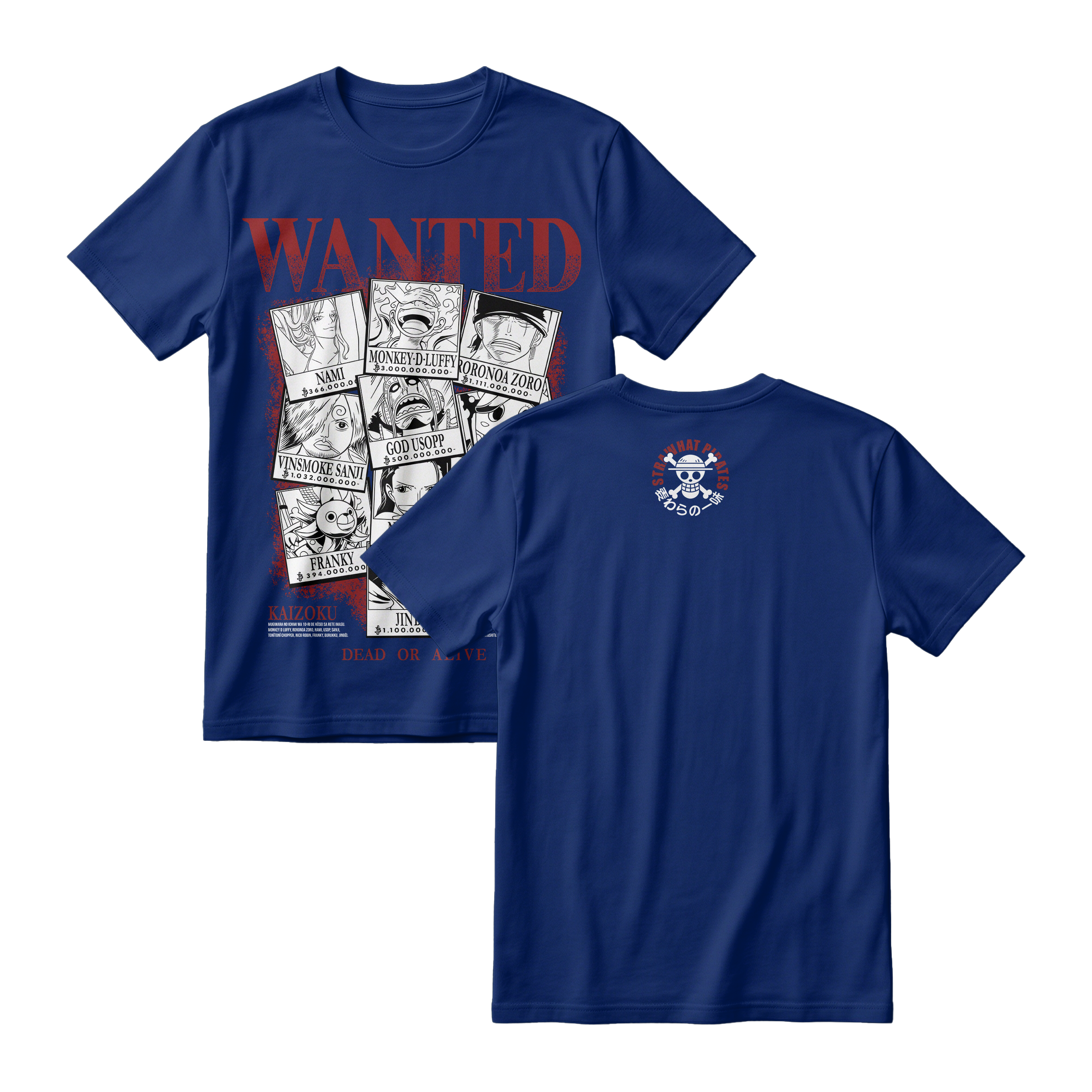 Anime One Piece Wanted Mugiwara Crew Short Sleeve Tee -  DONGKER