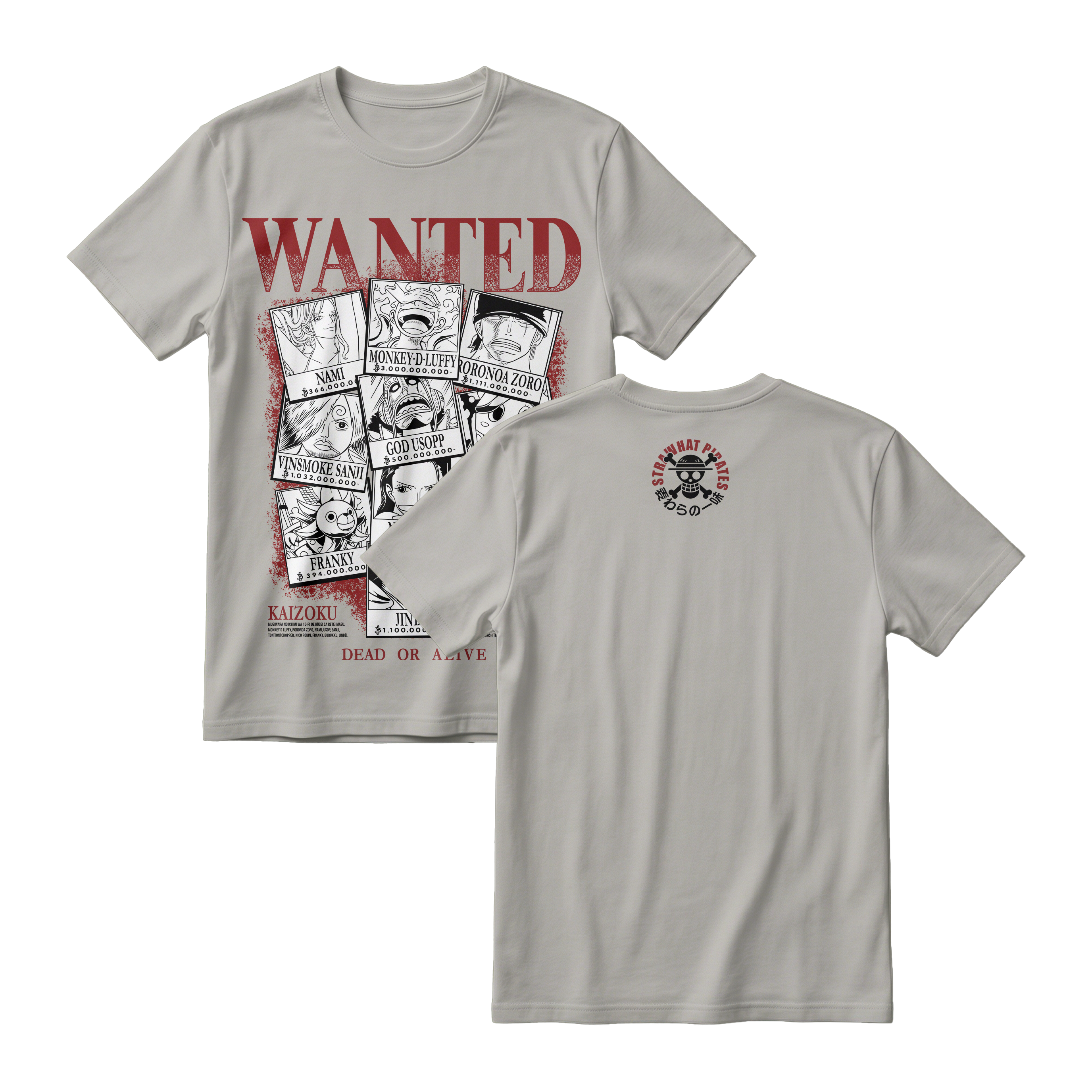 Anime One Piece Wanted Mugiwara Crew Short Sleeve Tee -  MISTY-71