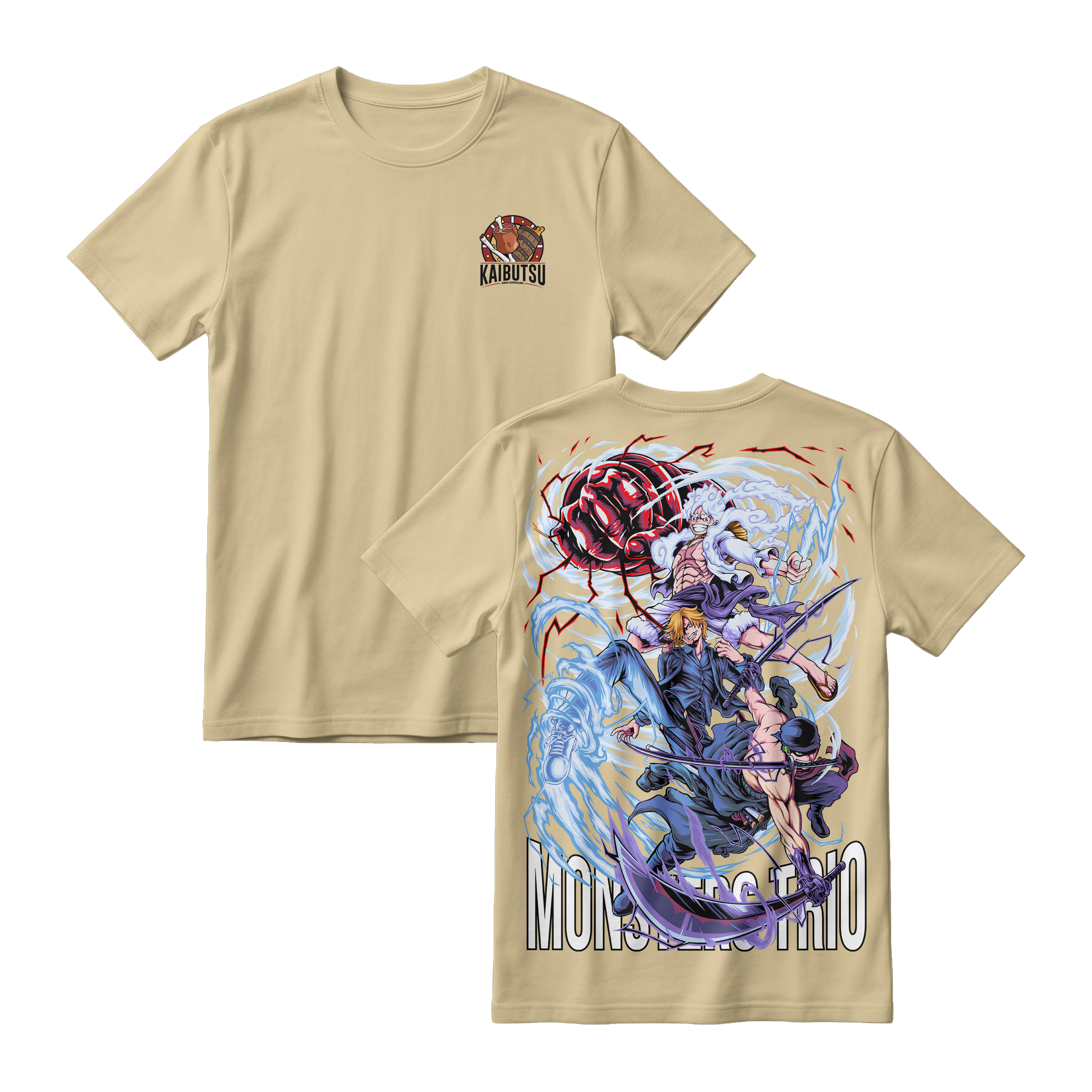 Anime One Piece Monster Trio Short Sleeve Tee - CREAM