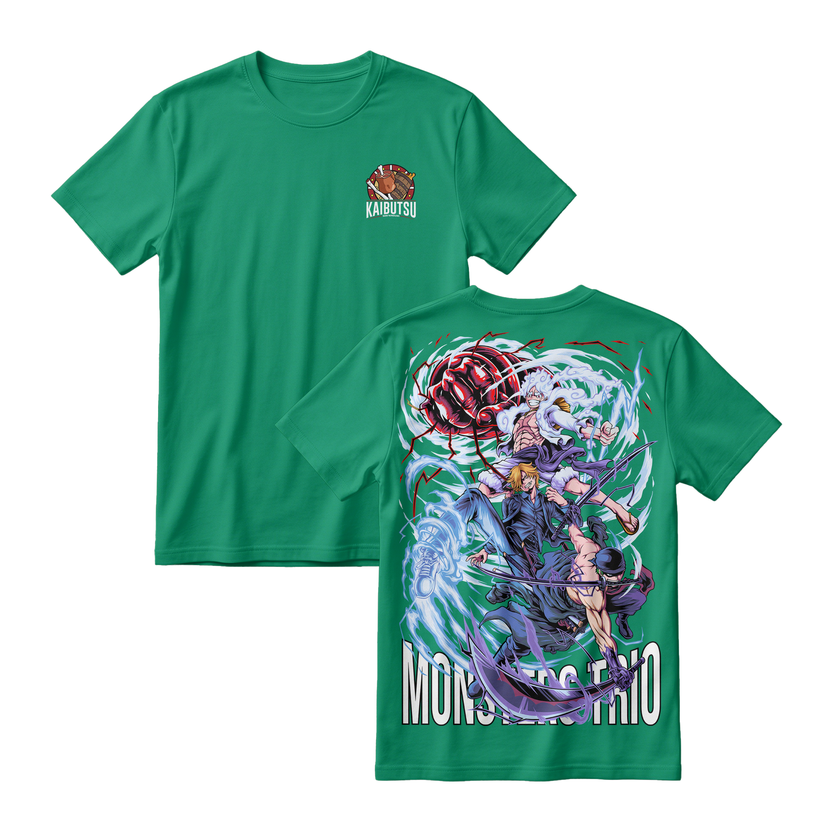 Anime One Piece Monster Trio Short Sleeve Tee - JADE