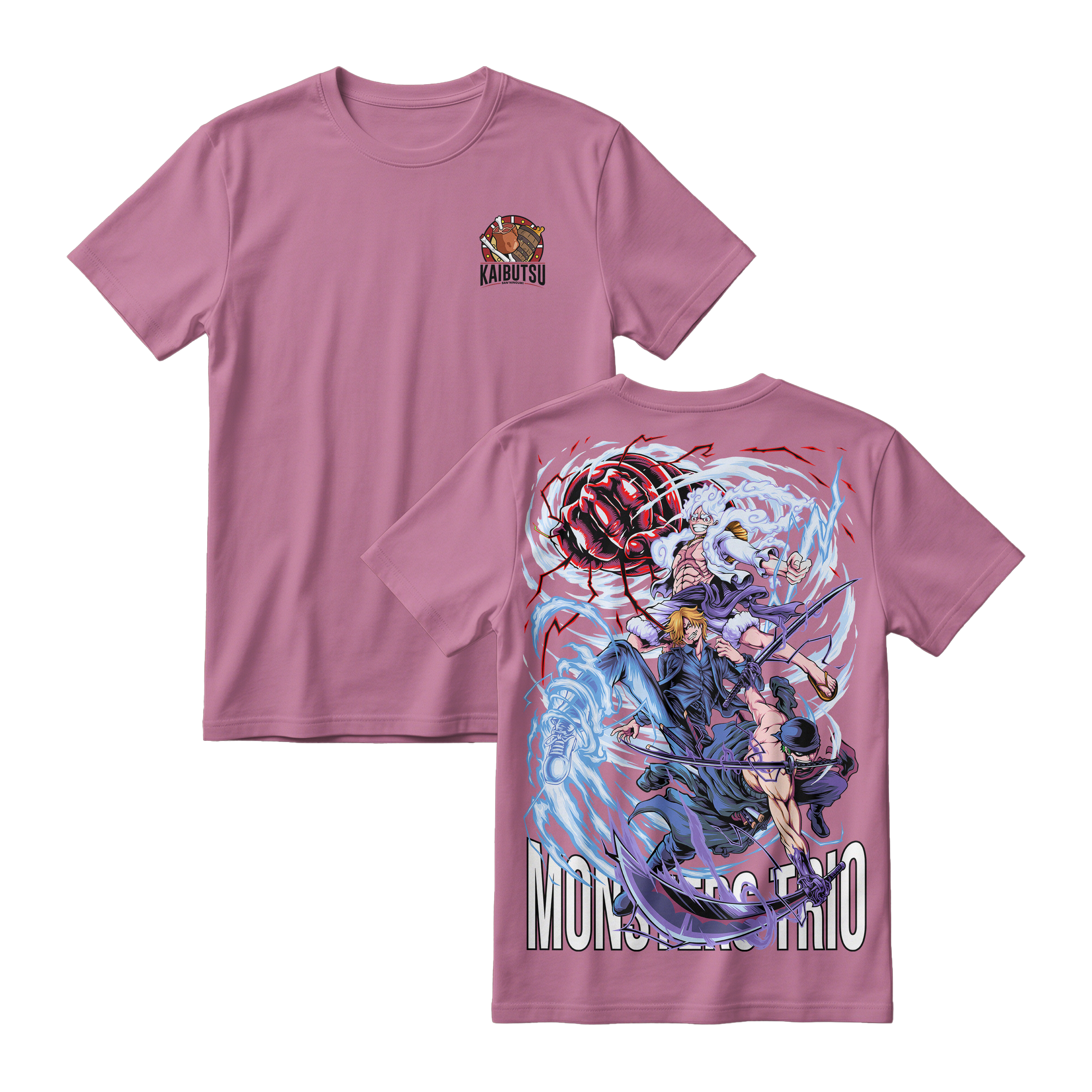 Anime One Piece Monster Trio Short Sleeve Tee - LAVENDER