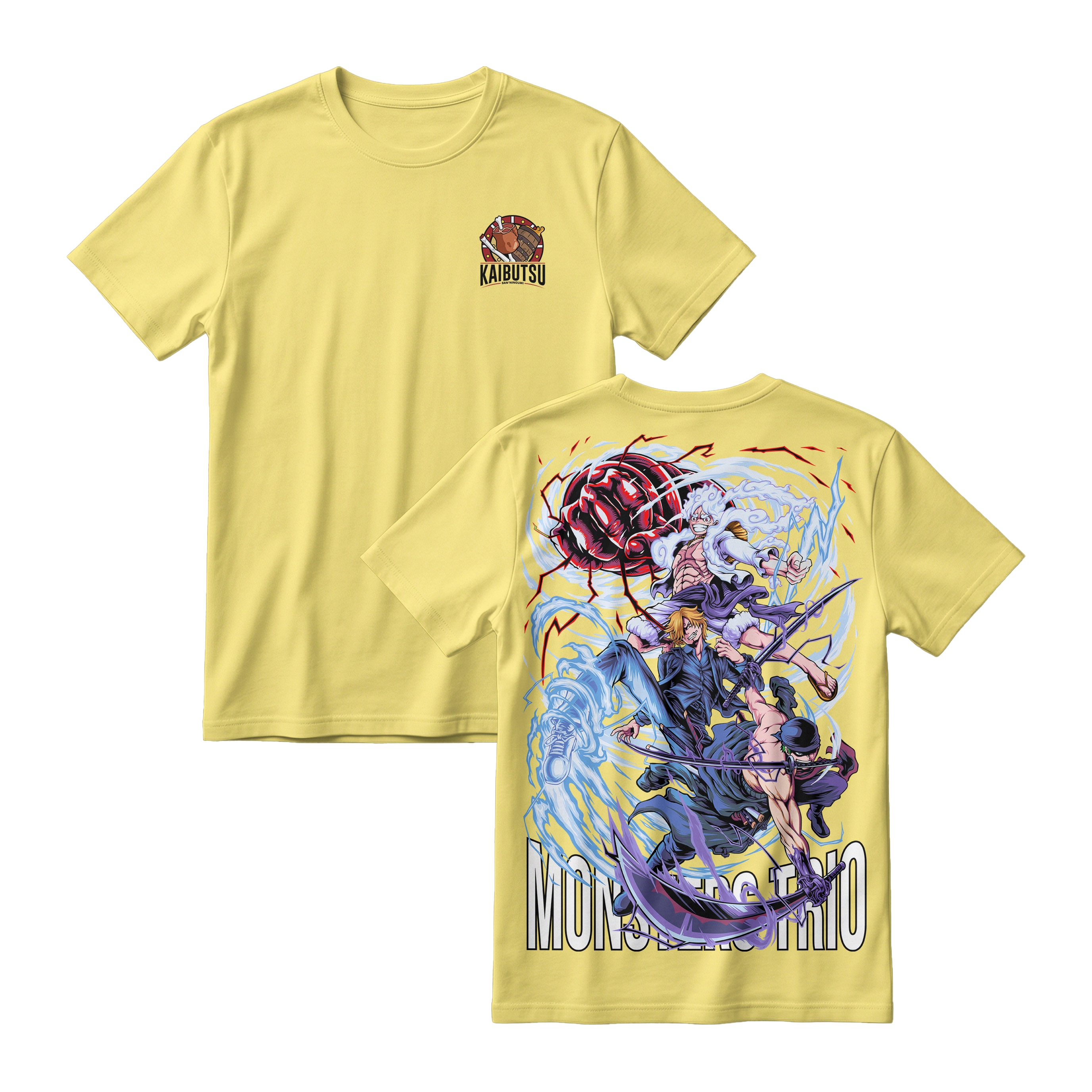 Anime One Piece Monster Trio Short Sleeve Tee - LEMON