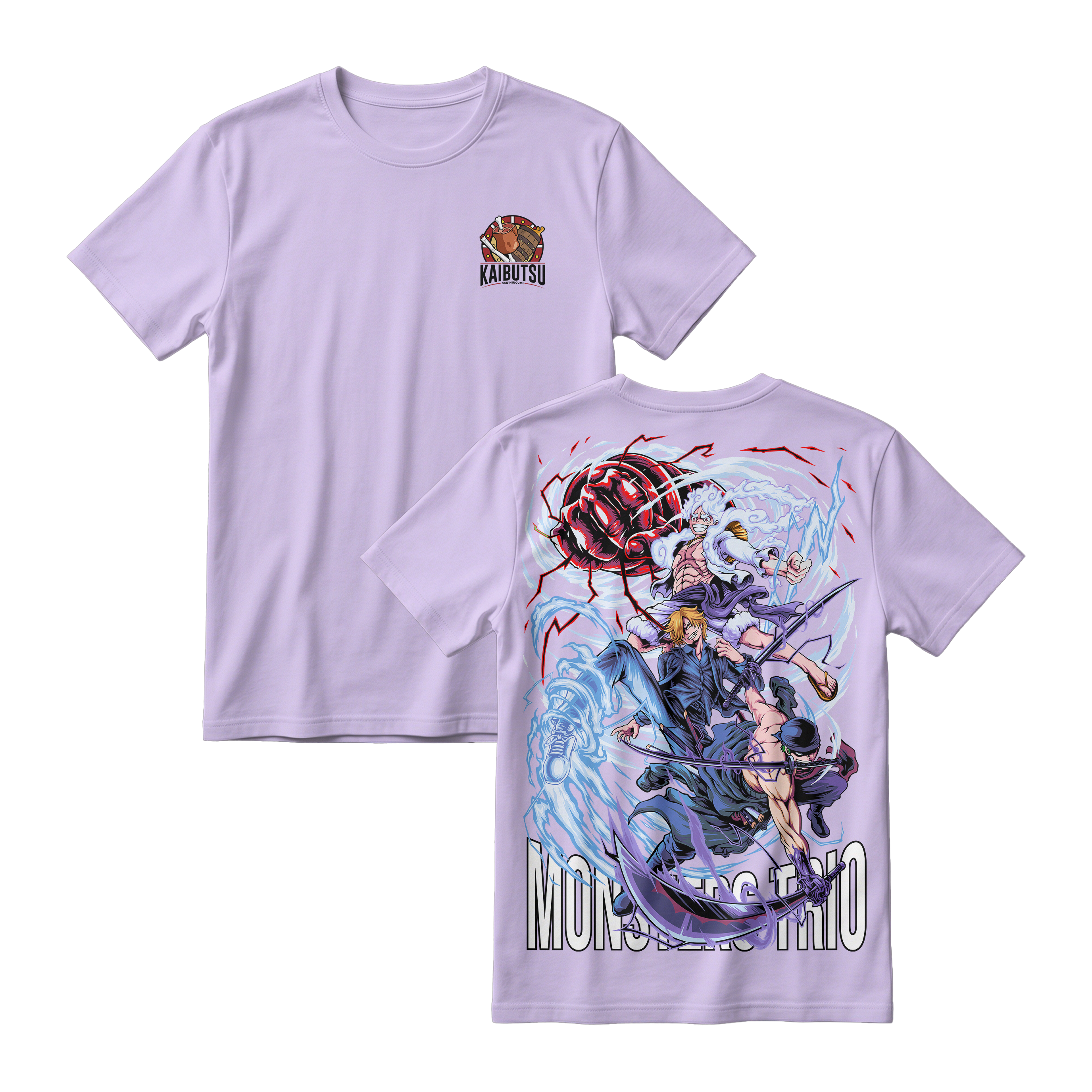 Anime One Piece Monster Trio Short Sleeve Tee - PERIWINGKLE