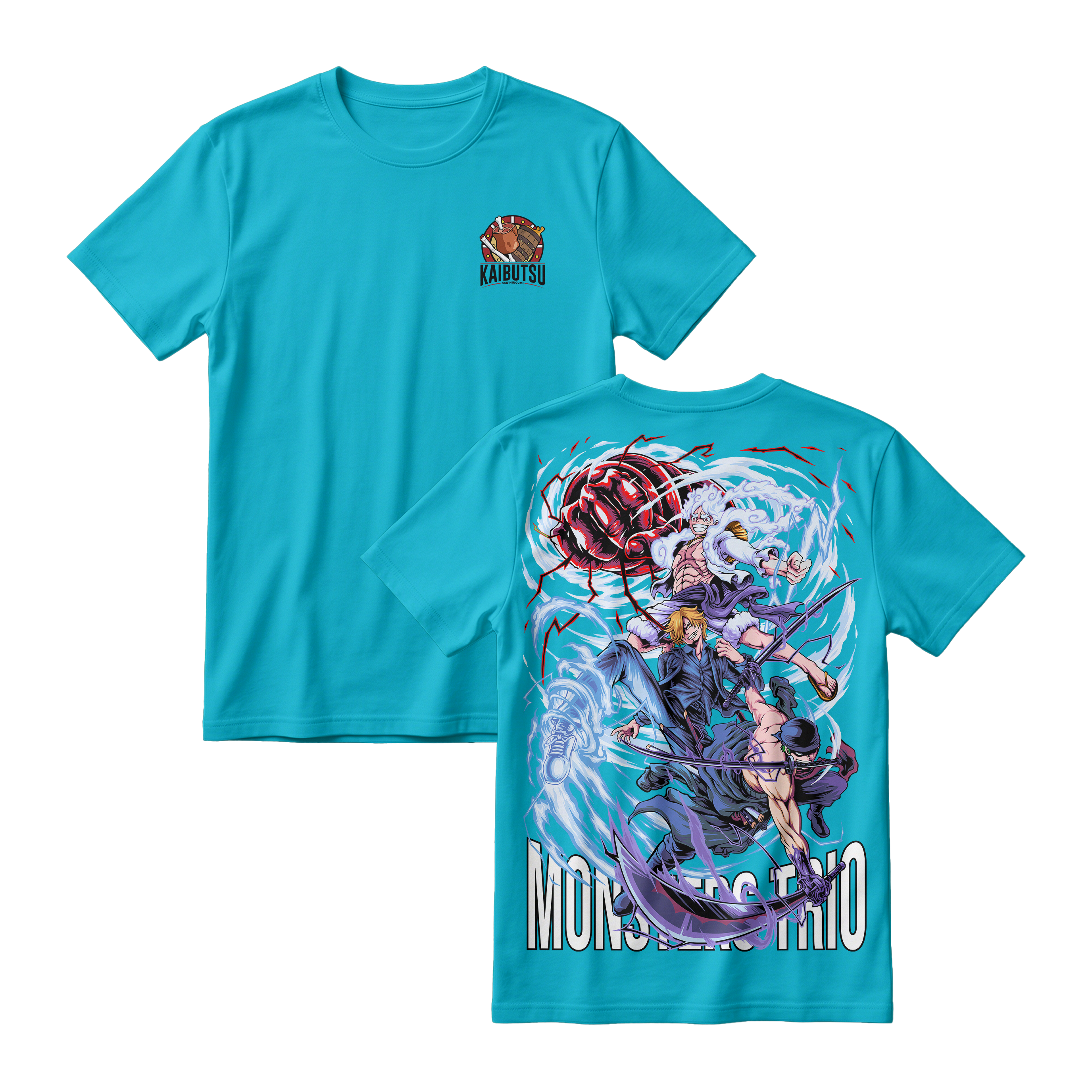 Anime One Piece Monster Trio Short Sleeve Tee - TIFFANY