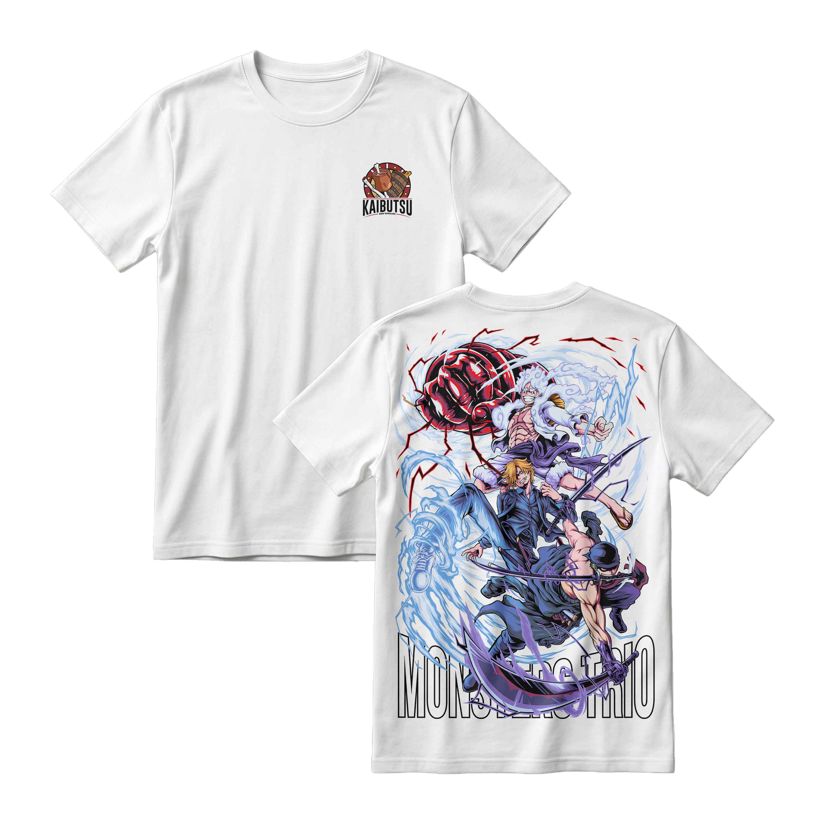 Anime One Piece Monster Trio Short Sleeve Tee - WHITE