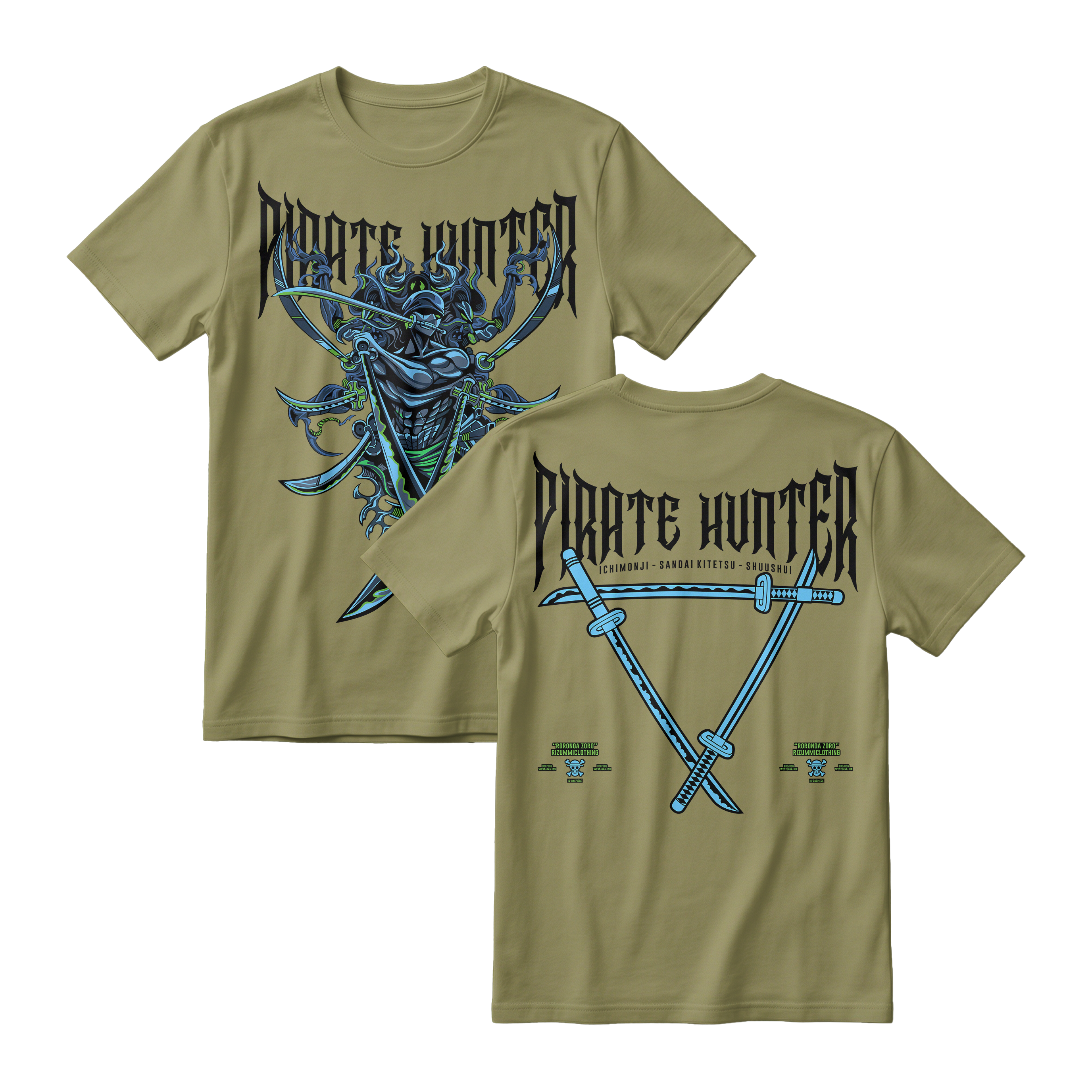 Anime One Piece Roronoa Zoro Pirates Hunter Short Sleeve Tee - RZM010