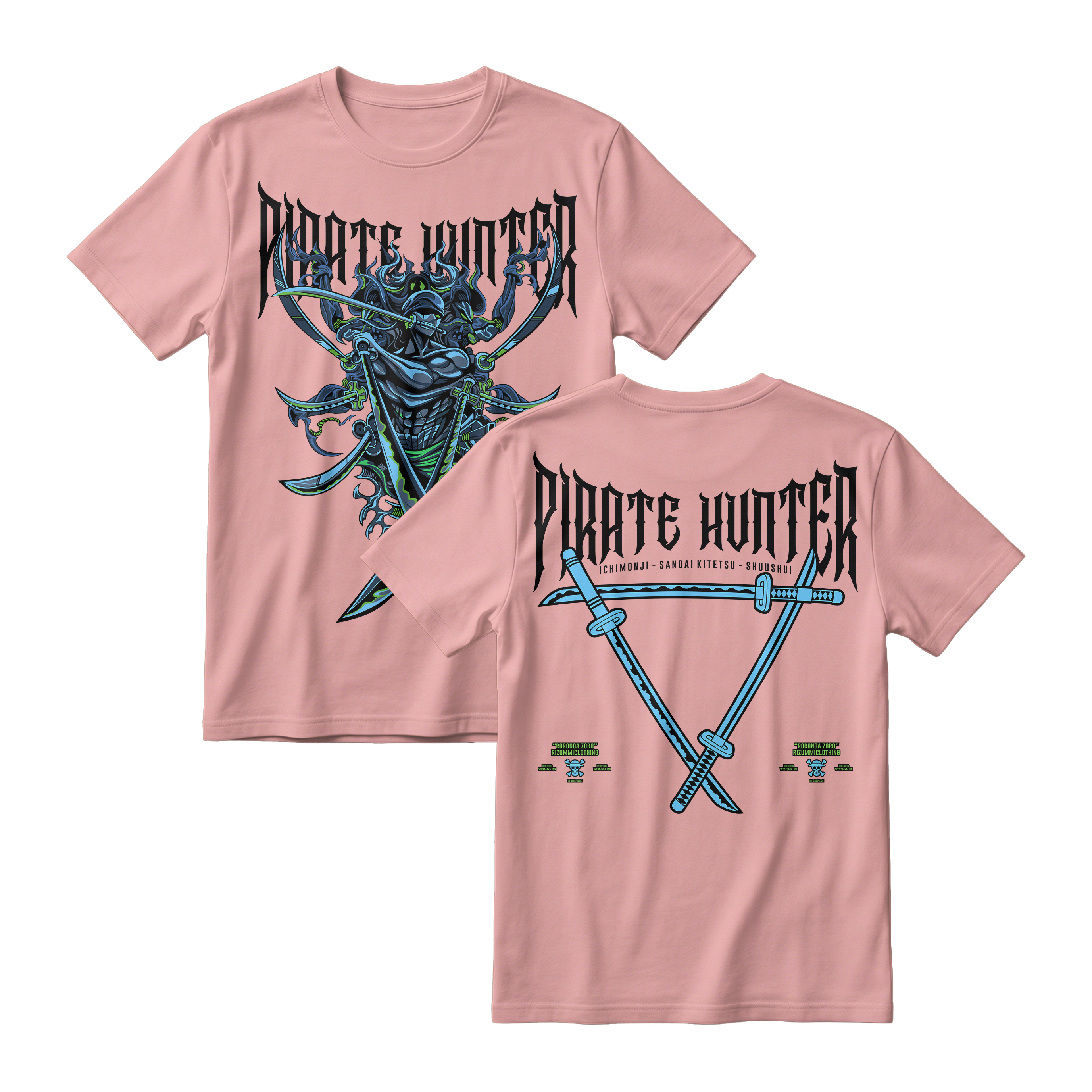 Anime One Piece Roronoa Zoro Pirates Hunter Short Sleeve Tee - COTTON-CANDY