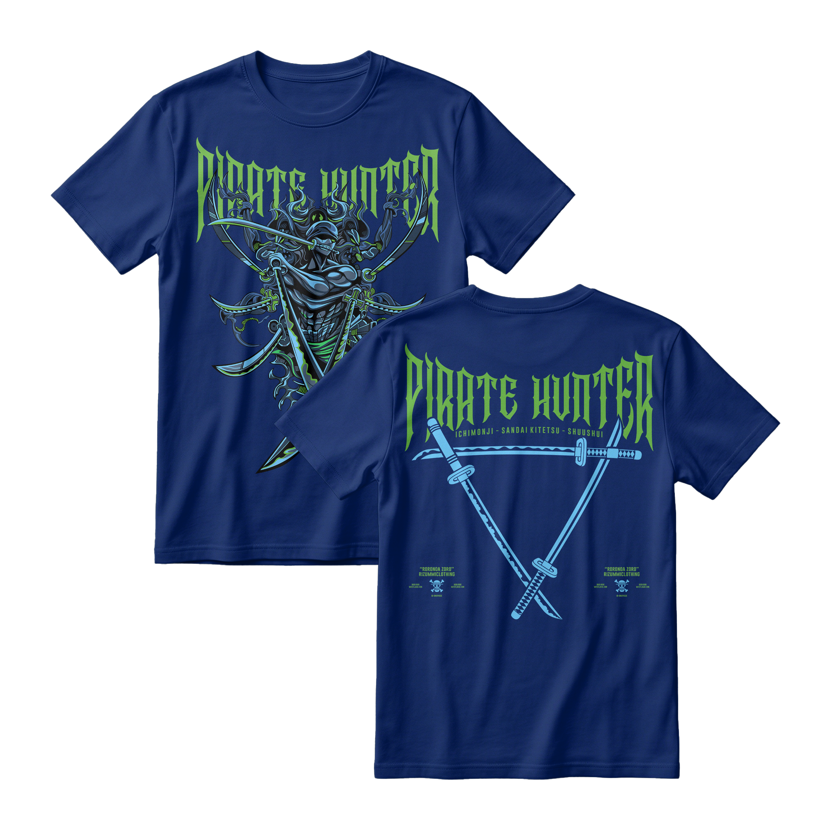 Anime One Piece Roronoa Zoro Pirates Hunter Short Sleeve Tee - DONGKER