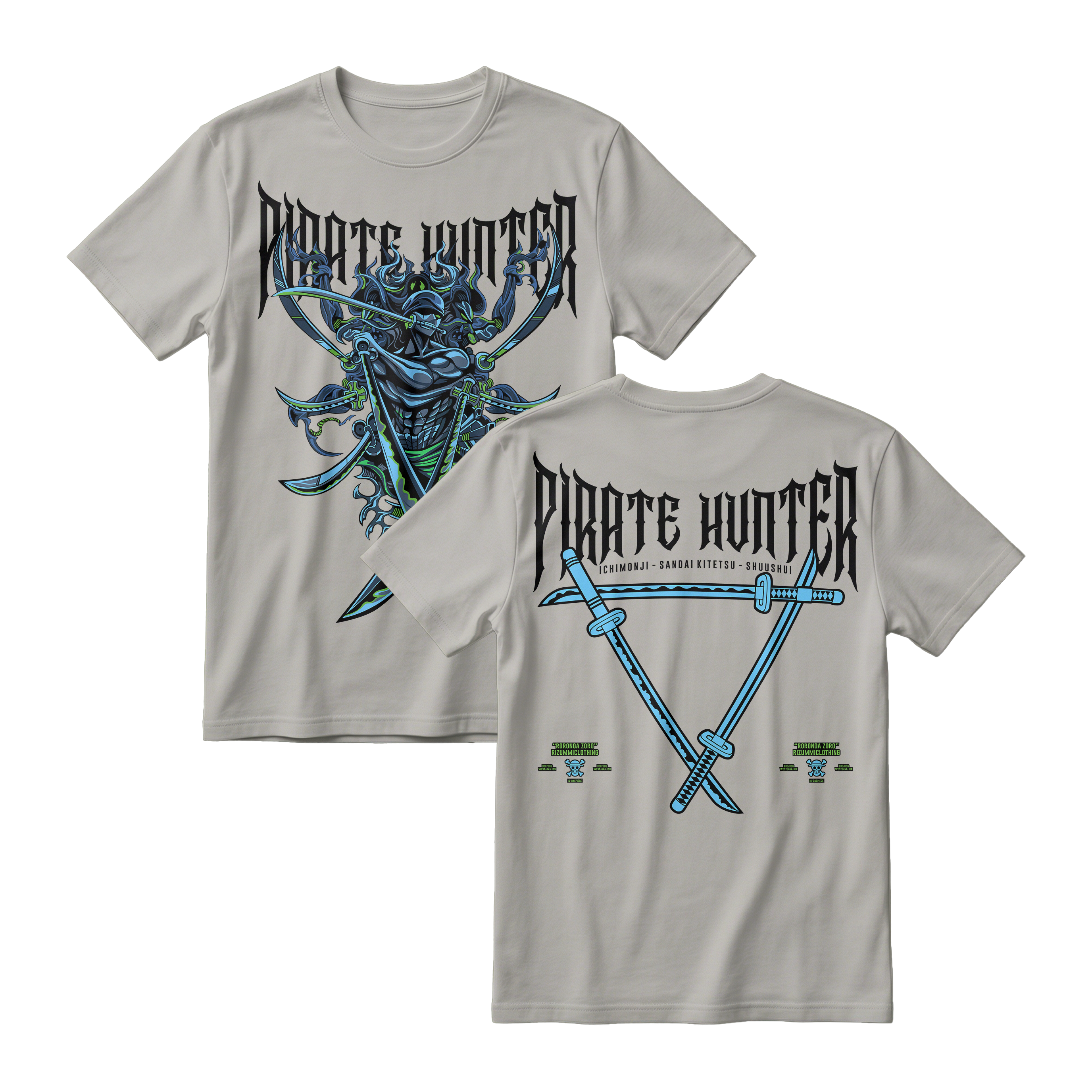 Anime One Piece Roronoa Zoro Pirates Hunter Short Sleeve Tee - MISTY-71