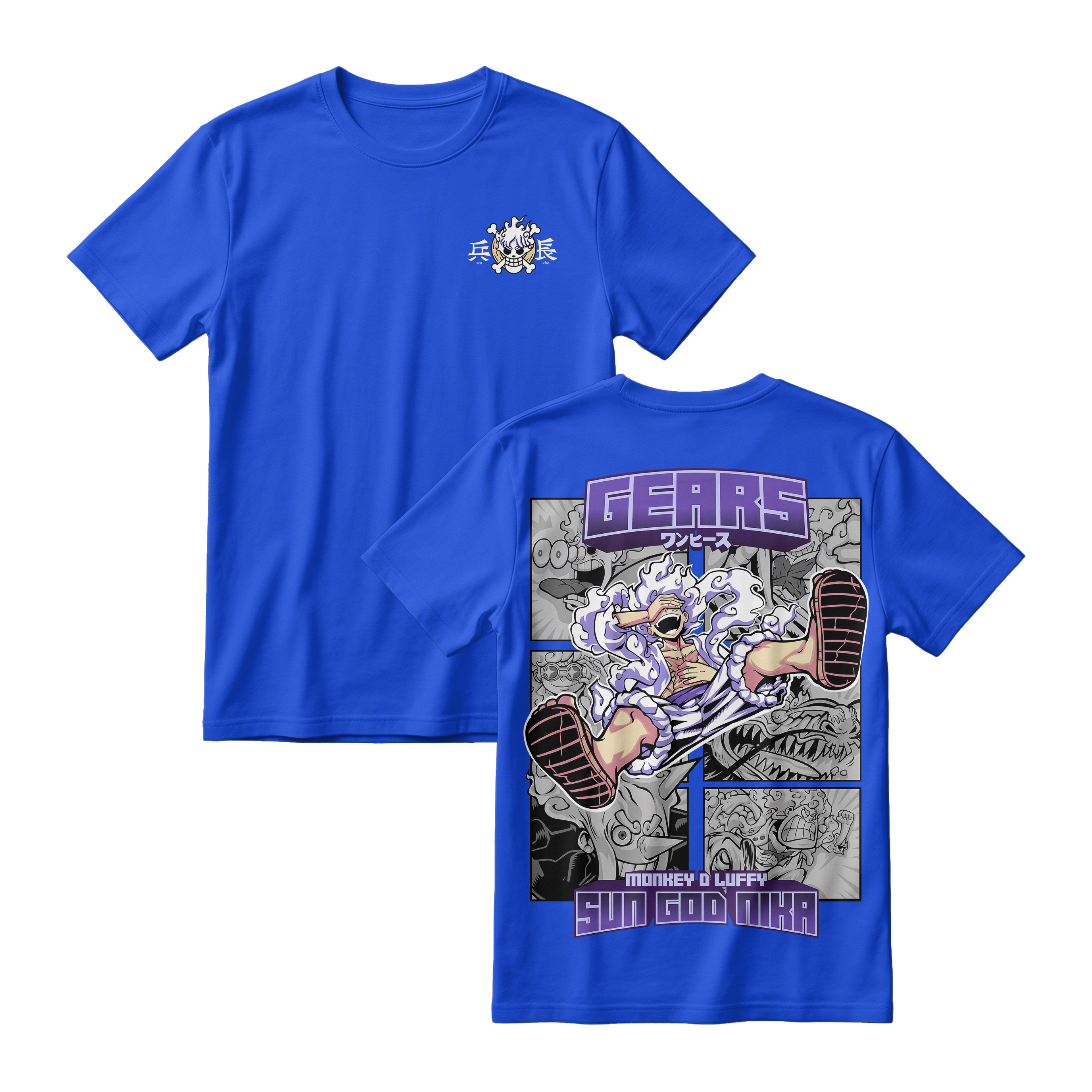 Anime One Piece Gear 5 Monkey D. Luffy Sun God Nika Short Sleeve Tee - RZM011