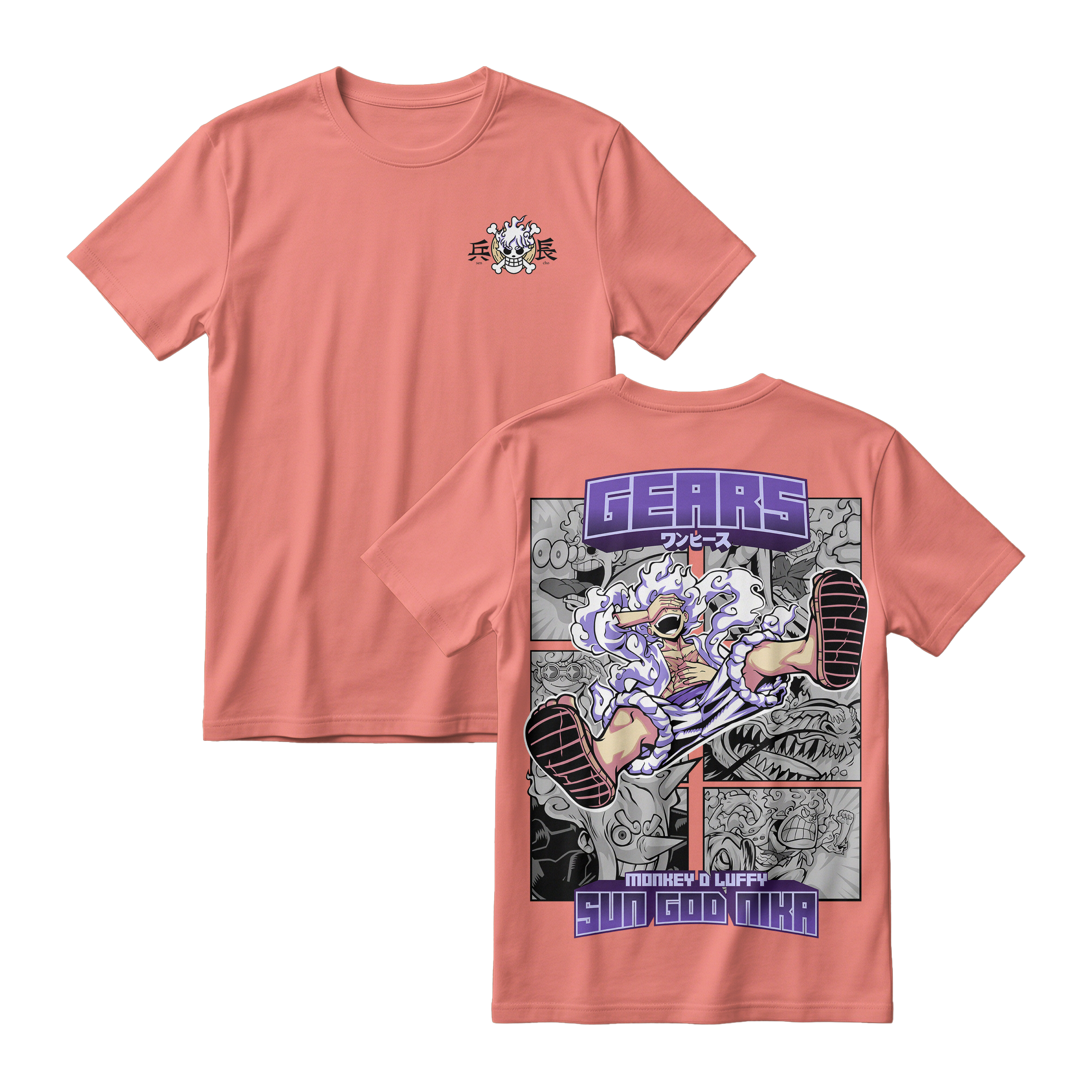 Anime One Piece Gear 5 Monkey D. Luffy Sun God Nika Short Sleeve Tee - RZM011
