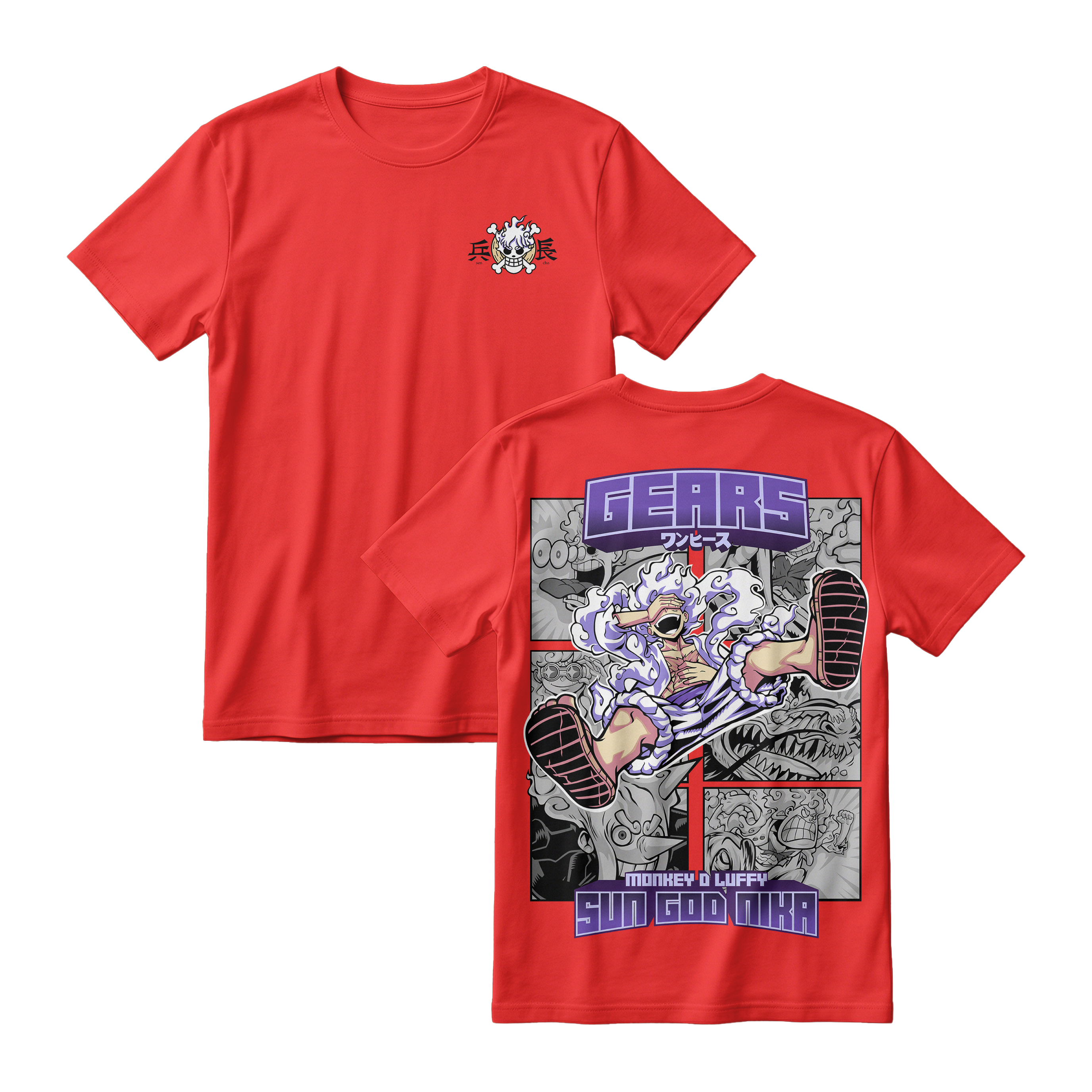 Anime One Piece Gear 5 Monkey D. Luffy Sun God Nika Short Sleeve Tee - RZM011