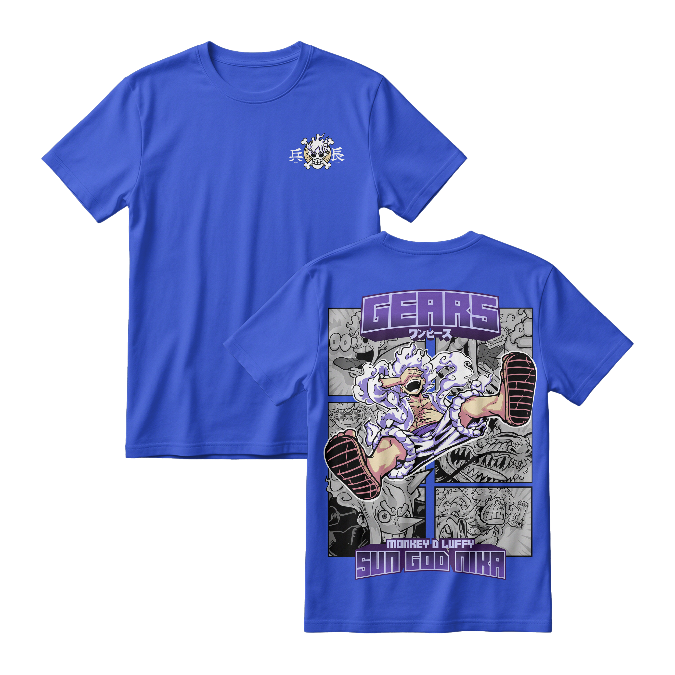 Anime One Piece Gear 5 Monkey D. Luffy Sun God Nika Short Sleeve Tee - RZM011