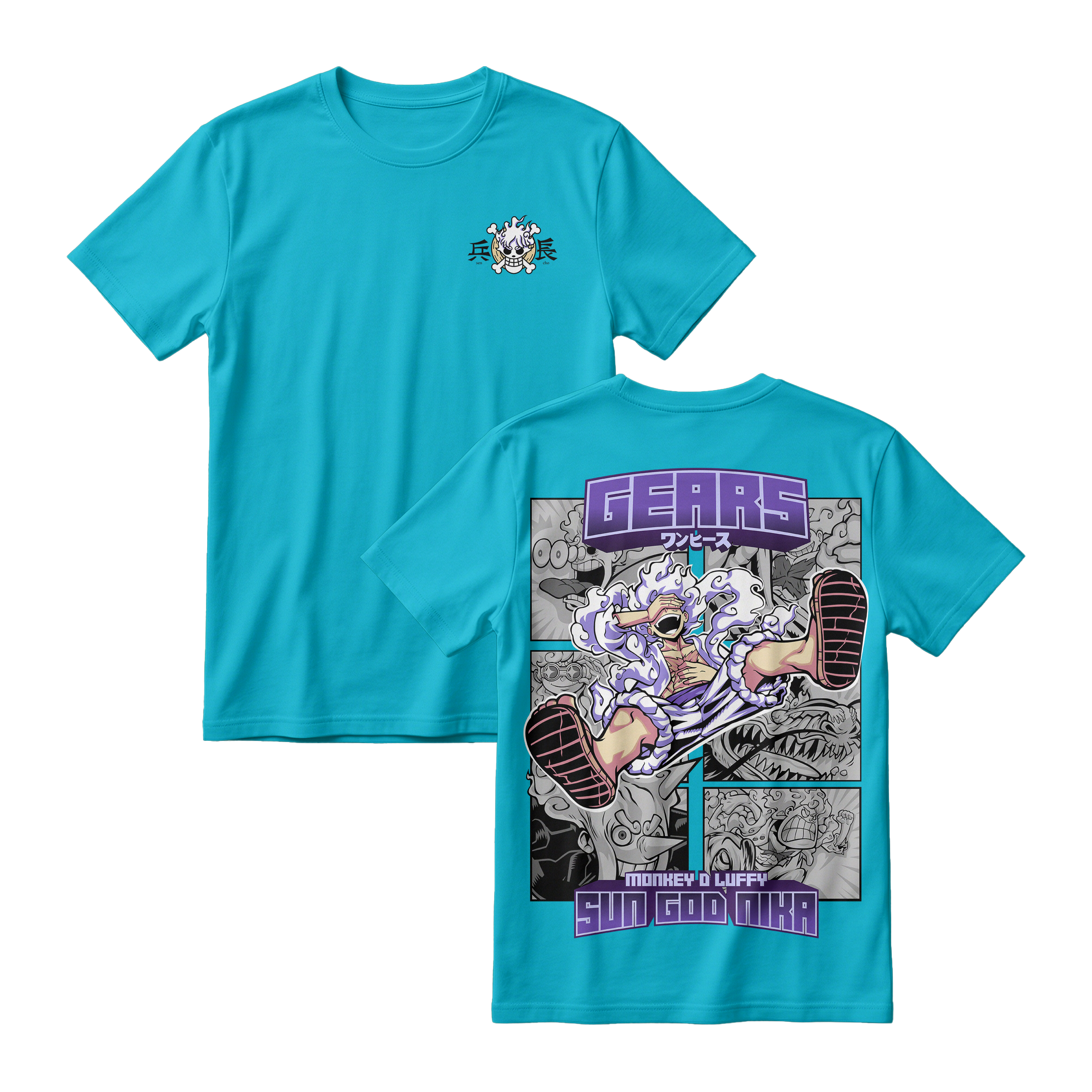 Anime One Piece Gear 5 Monkey D. Luffy Sun God Nika Short Sleeve Tee - RZM011