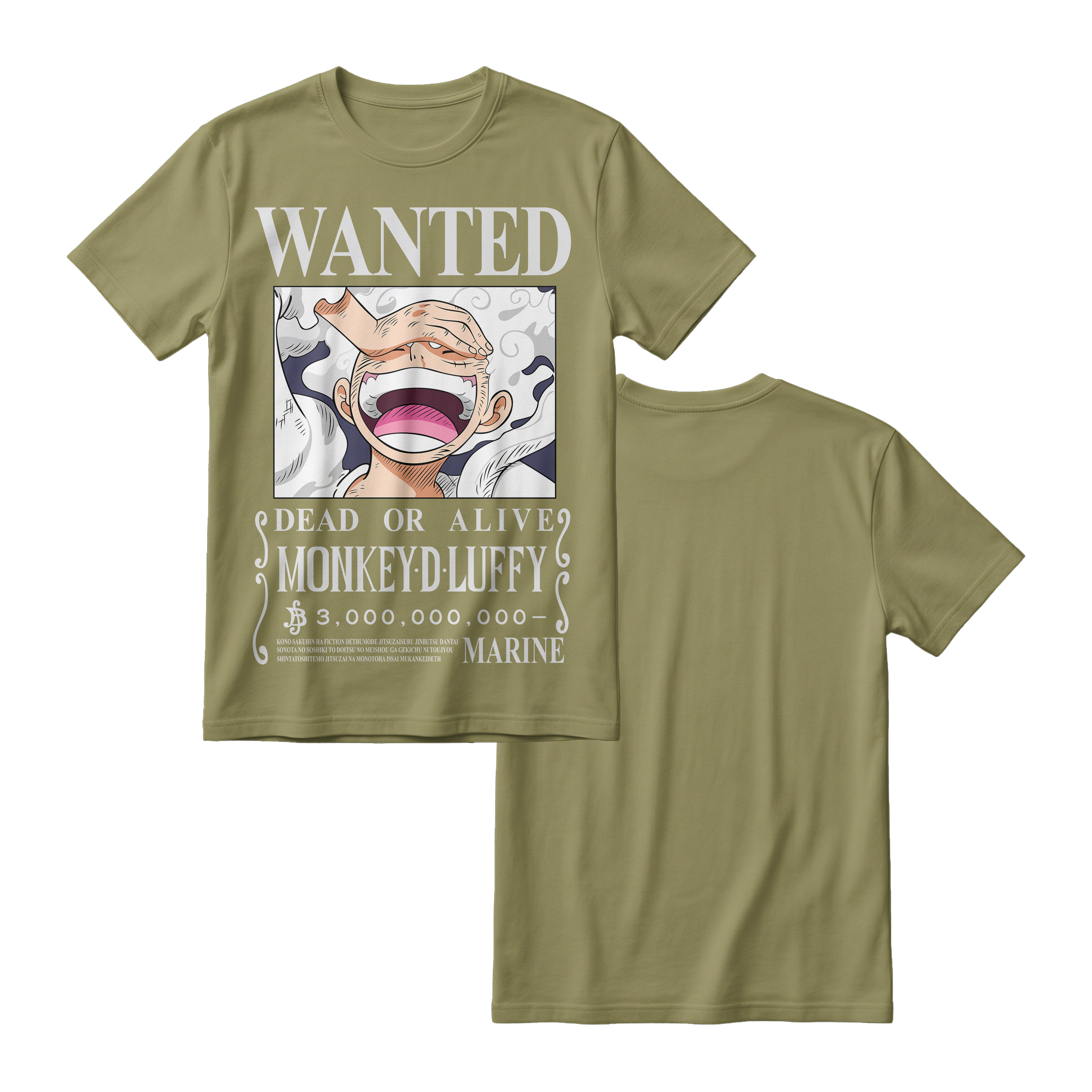 Anime One Piece Wanted Monkey D. Luffy Gear 5 Short Sleeve Tee - RZM012