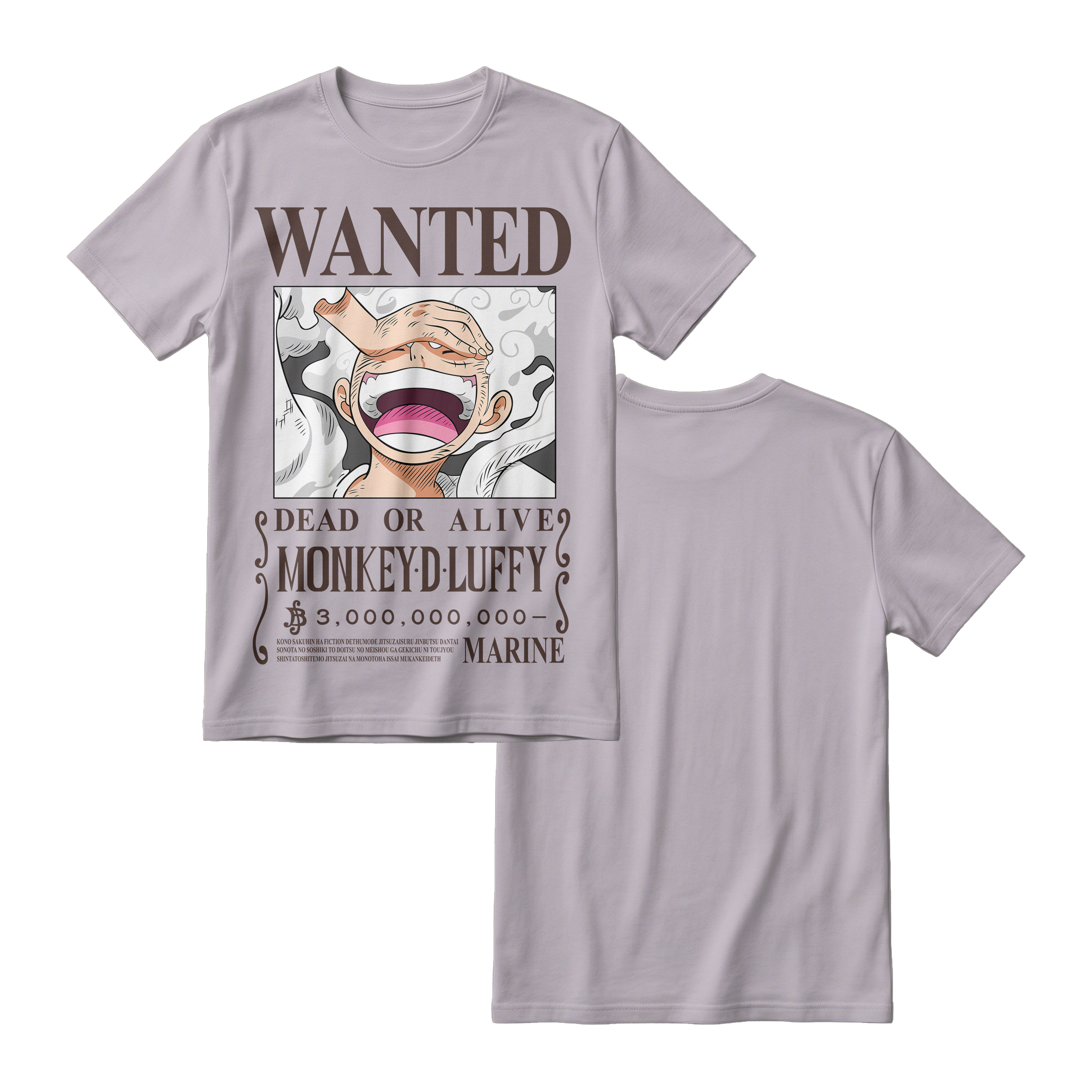 Anime One Piece Wanted Monkey D. Luffy Gear 5 Short Sleeve Tee - RZM012