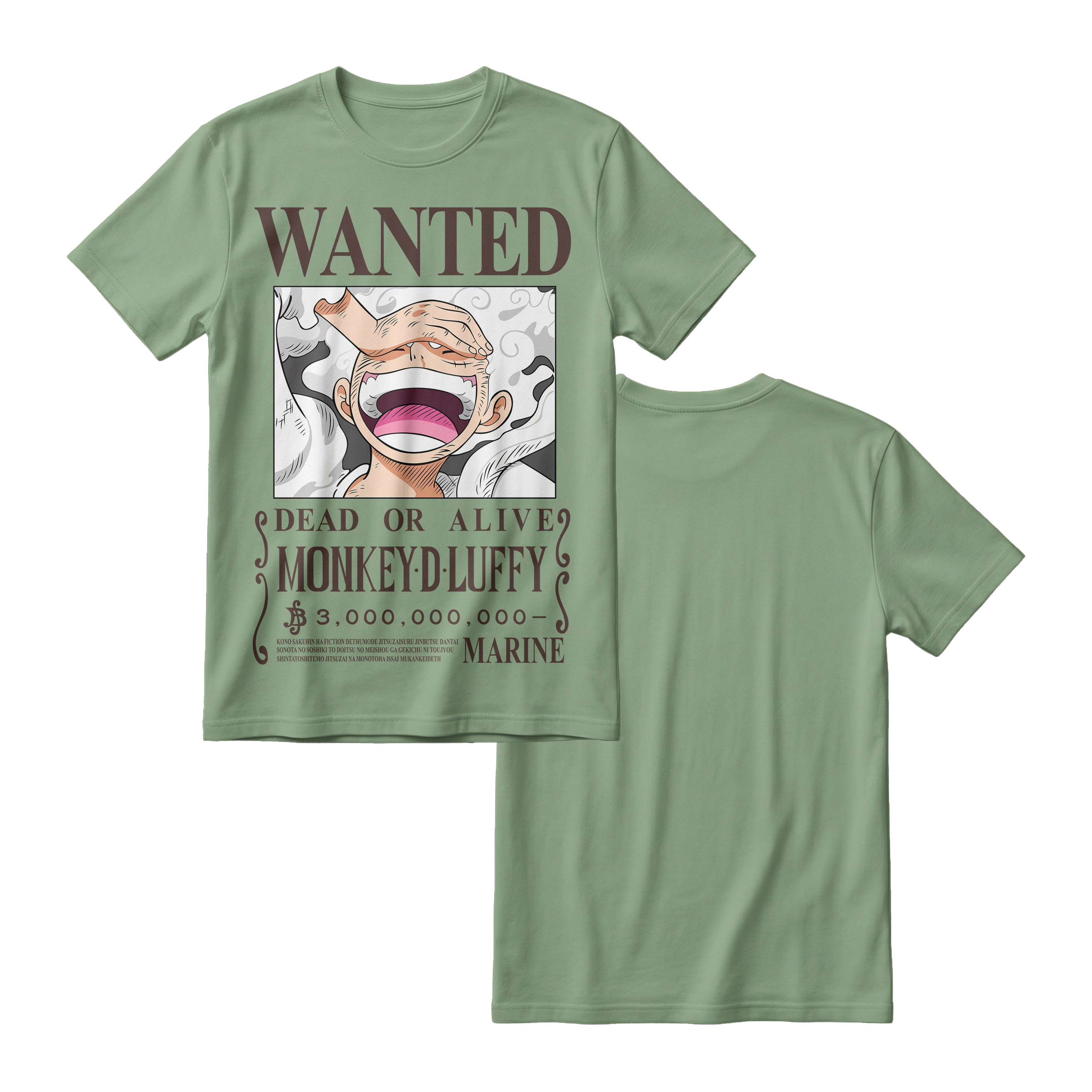 Anime One Piece Wanted Monkey D. Luffy Gear 5 Short Sleeve Tee - RZM012