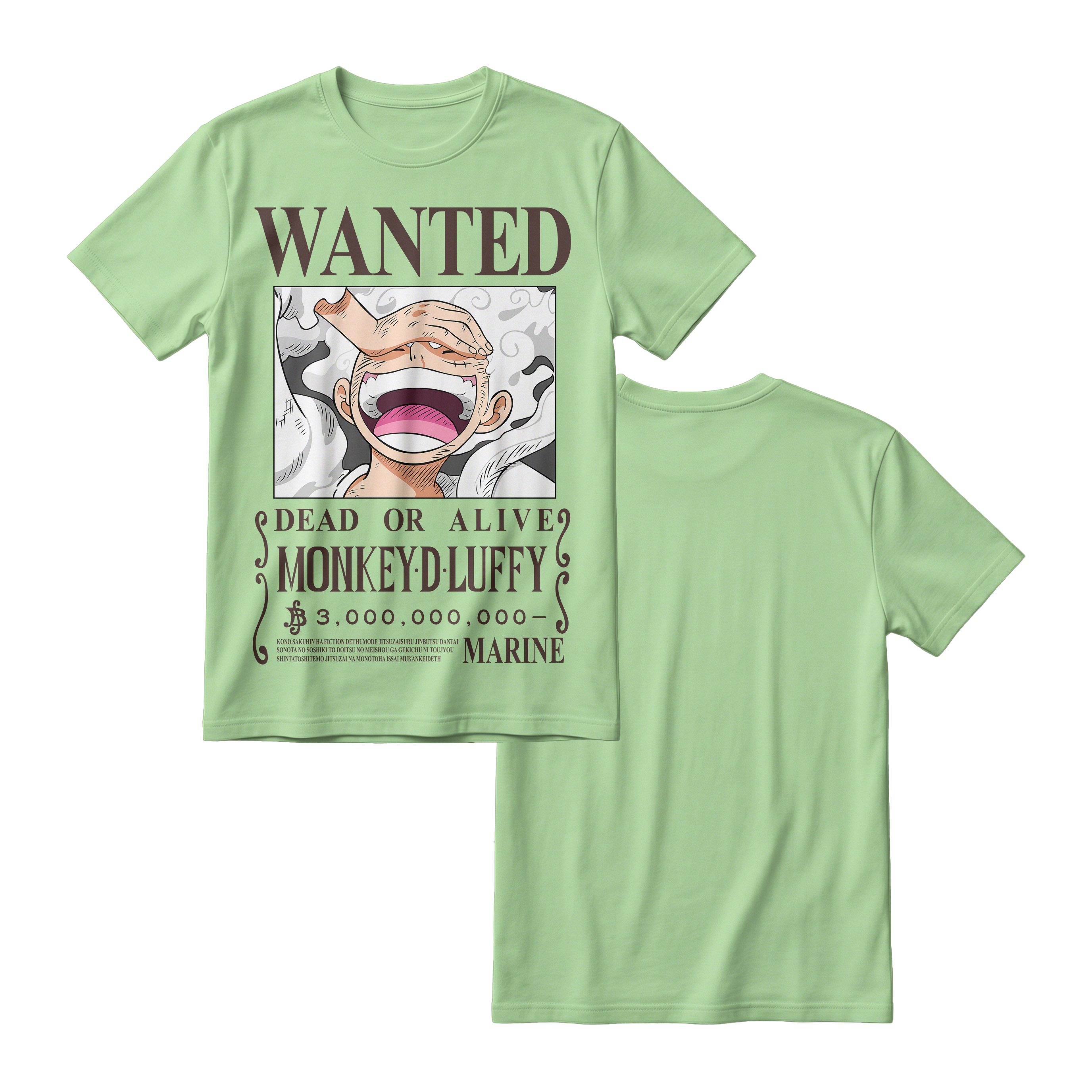 Anime One Piece Wanted Monkey D. Luffy Gear 5 Short Sleeve Tee - RZM012