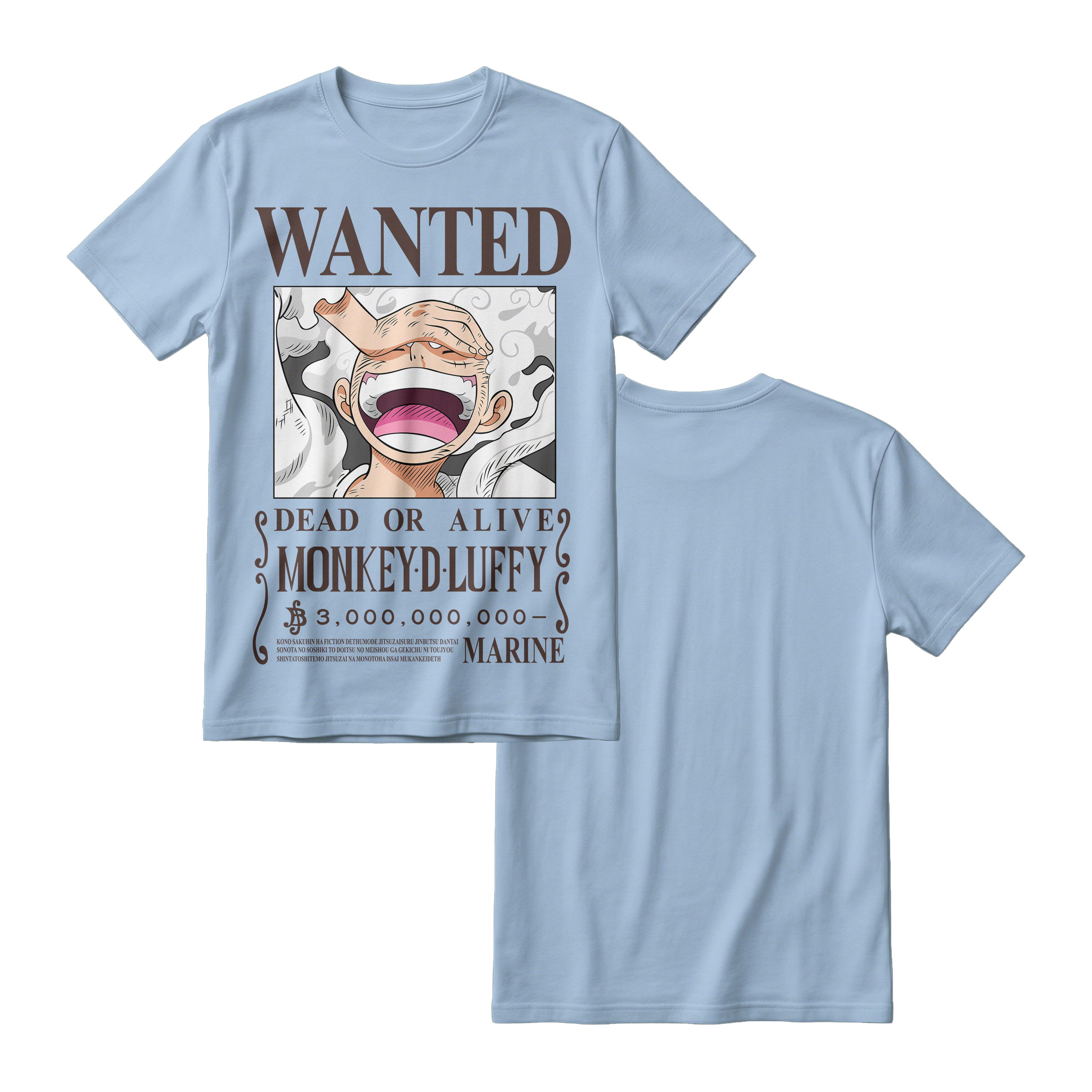 Anime One Piece Wanted Monkey D. Luffy Gear 5 Short Sleeve Tee - RZM012