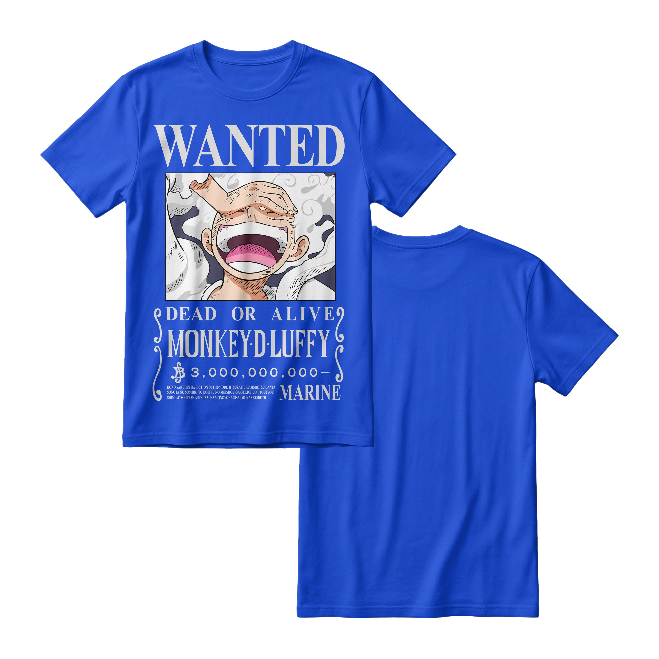 Anime One Piece Wanted Monkey D. Luffy Gear 5 Short Sleeve Tee - RZM012