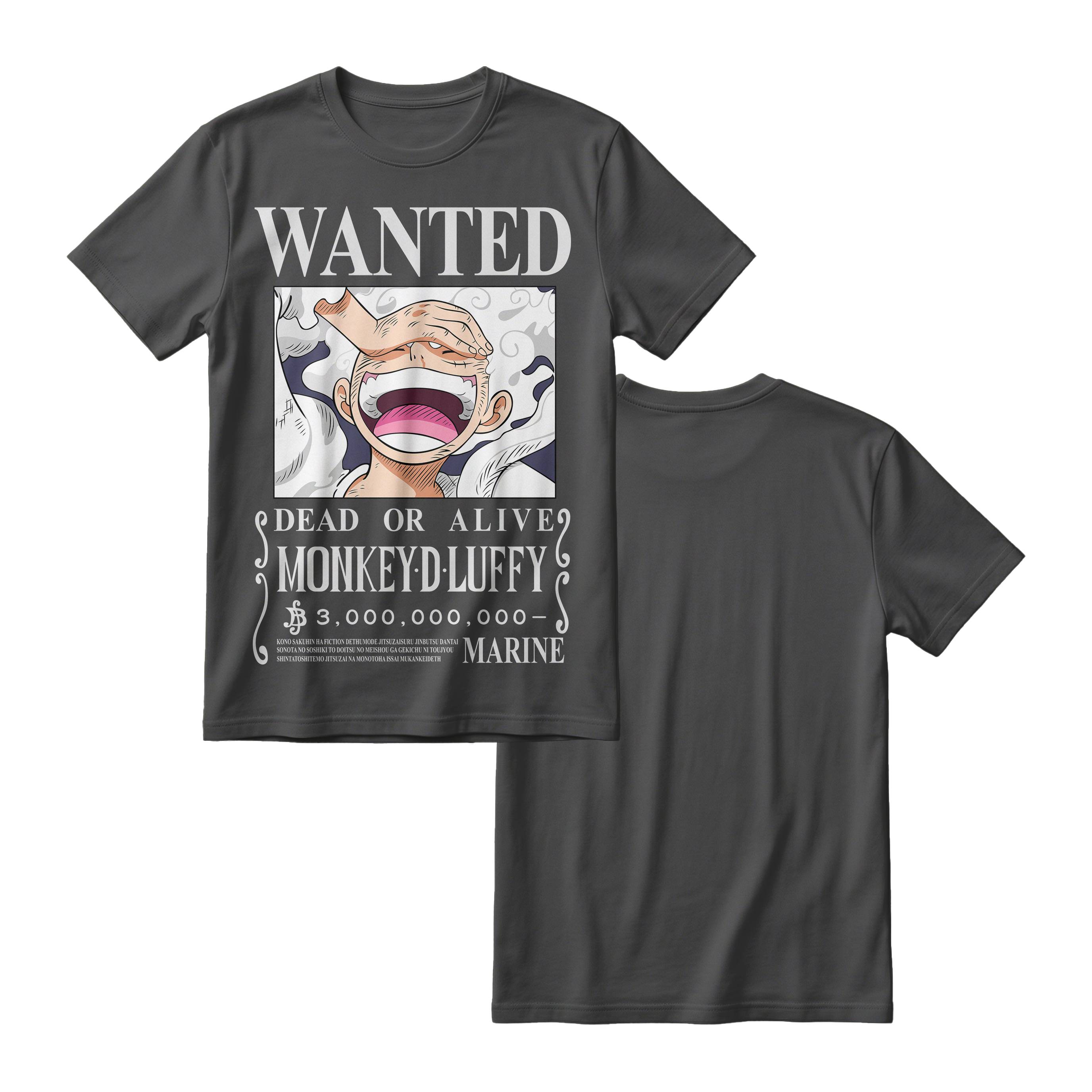 Anime One Piece Wanted Monkey D. Luffy Gear 5 Short Sleeve Tee - RZM012