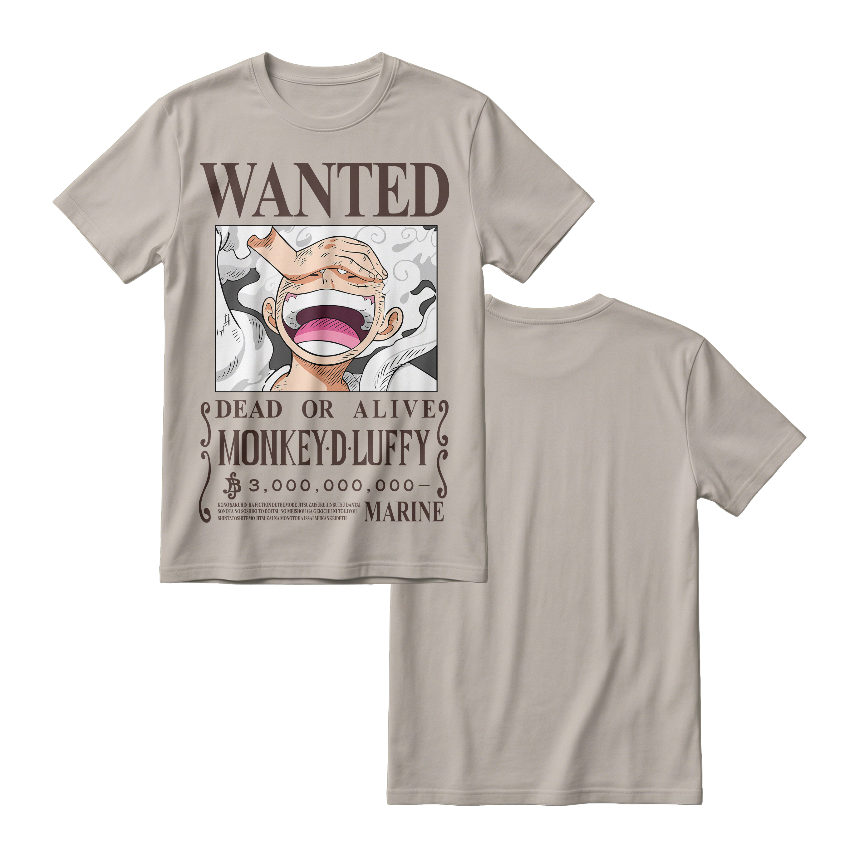 Anime One Piece Wanted Monkey D. Luffy Gear 5 Short Sleeve Tee - RZM012