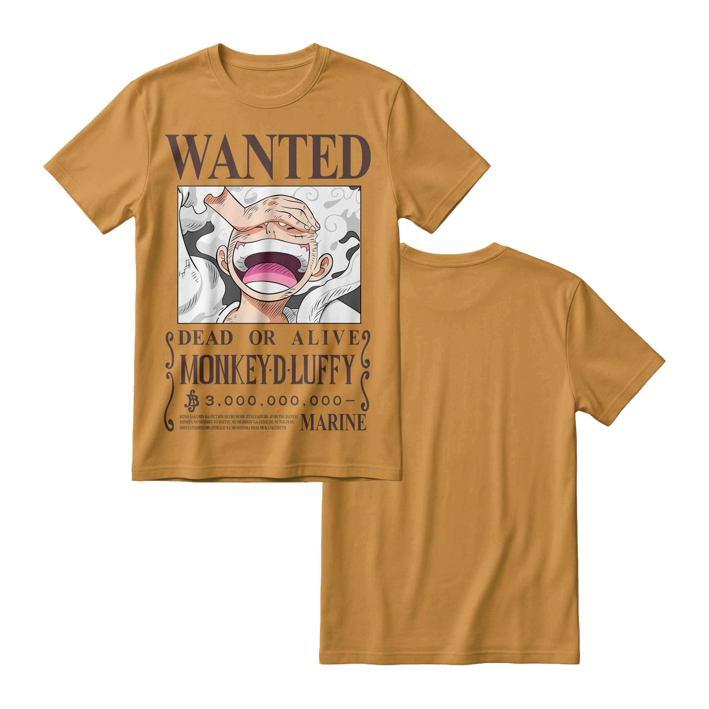 Anime One Piece Wanted Monkey D. Luffy Gear 5 Short Sleeve Tee - RZM012