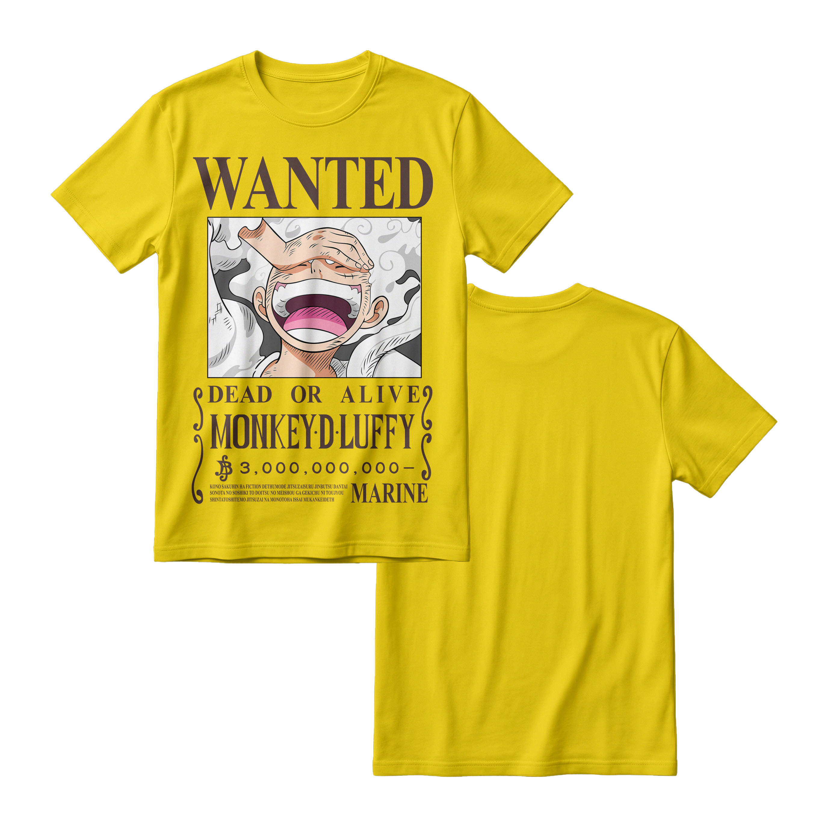 Anime One Piece Wanted Monkey D. Luffy Gear 5 Short Sleeve Tee - RZM012