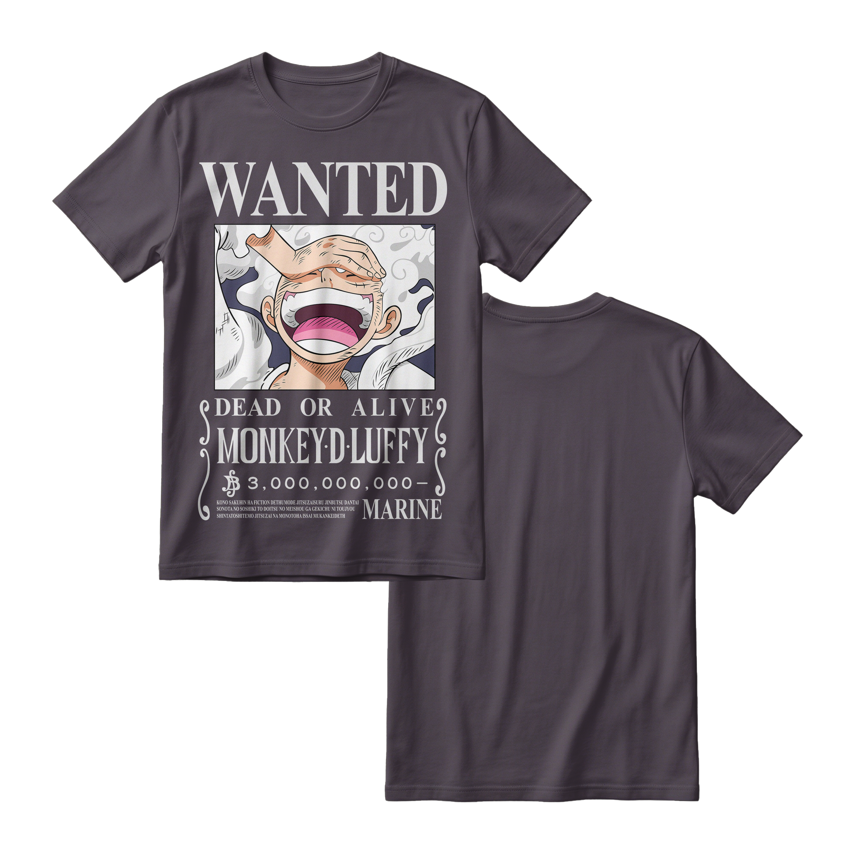 Anime One Piece Wanted Monkey D. Luffy Gear 5 Short Sleeve Tee - RZM012