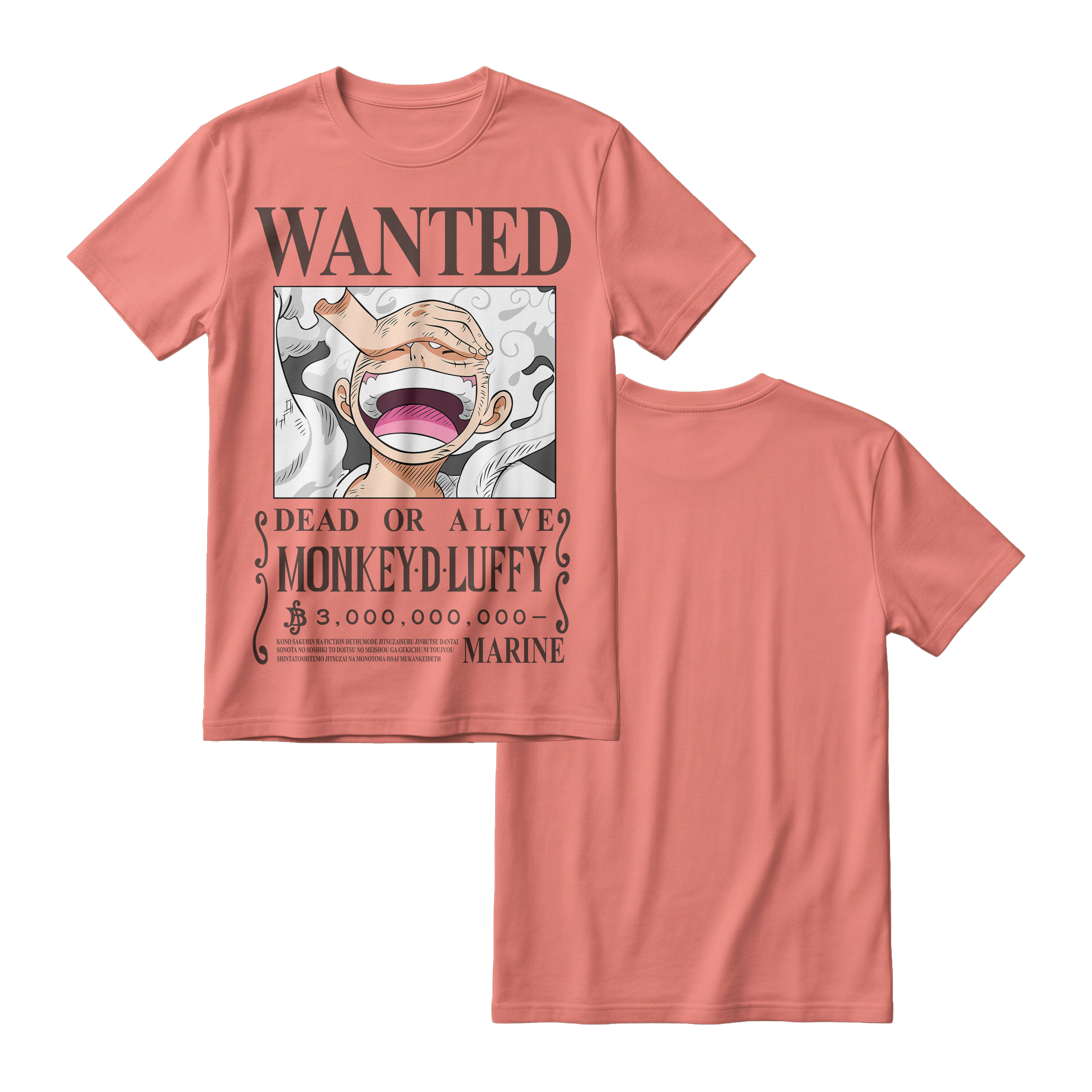 Anime One Piece Wanted Monkey D. Luffy Gear 5 Short Sleeve Tee - RZM012