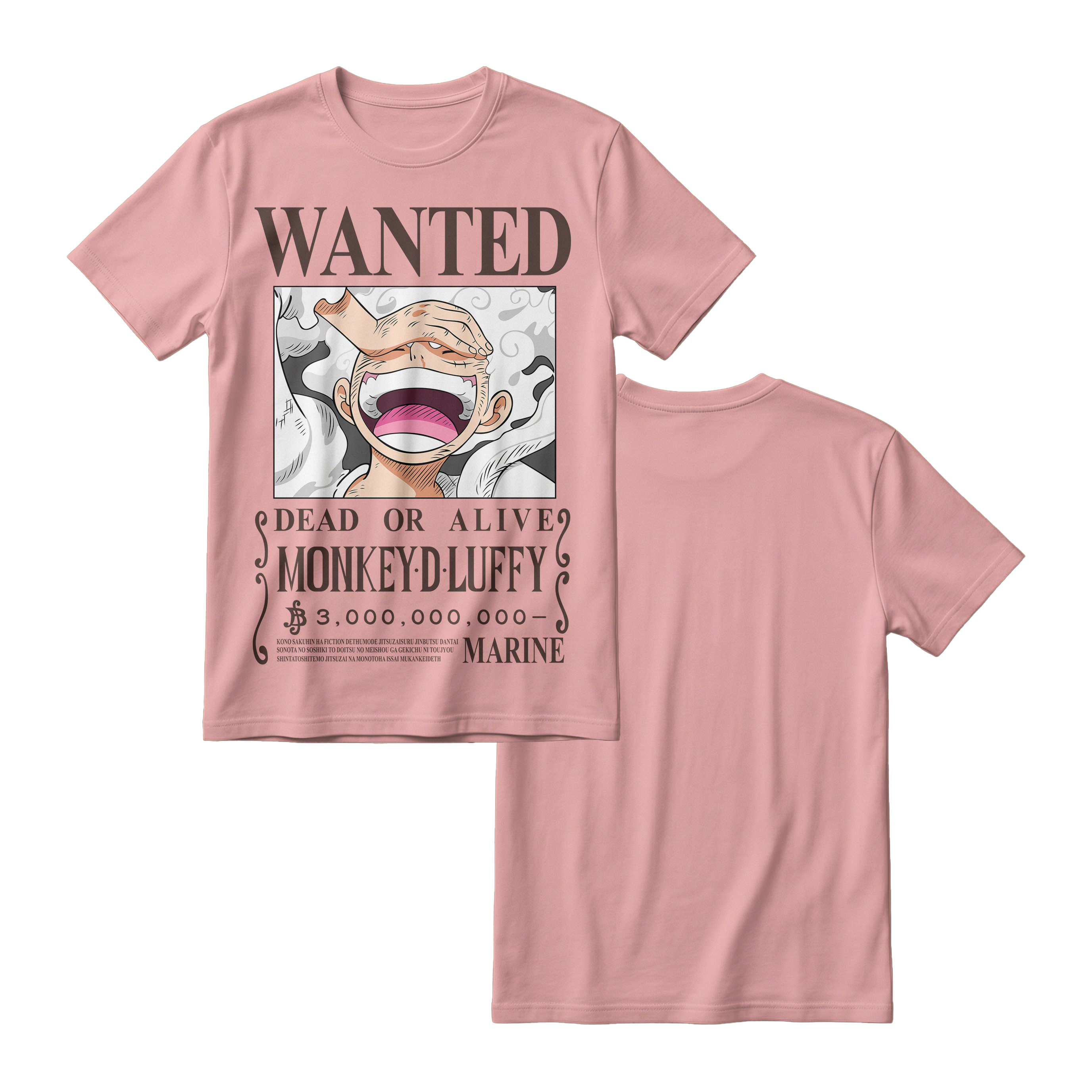 Anime One Piece Wanted Monkey D. Luffy Gear 5 Short Sleeve Tee - RZM012