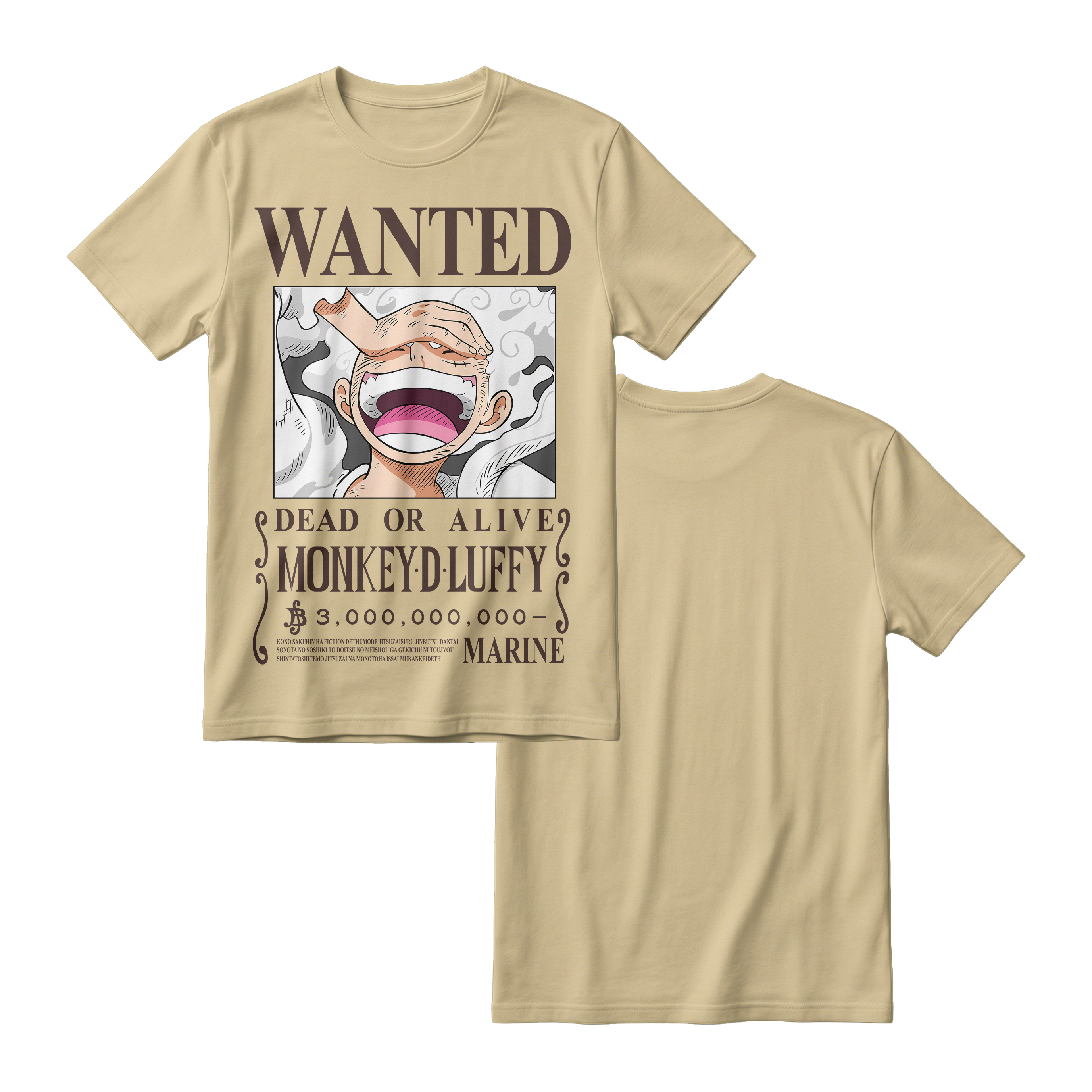 Anime One Piece Wanted Monkey D. Luffy Gear 5 Short Sleeve Tee - RZM012