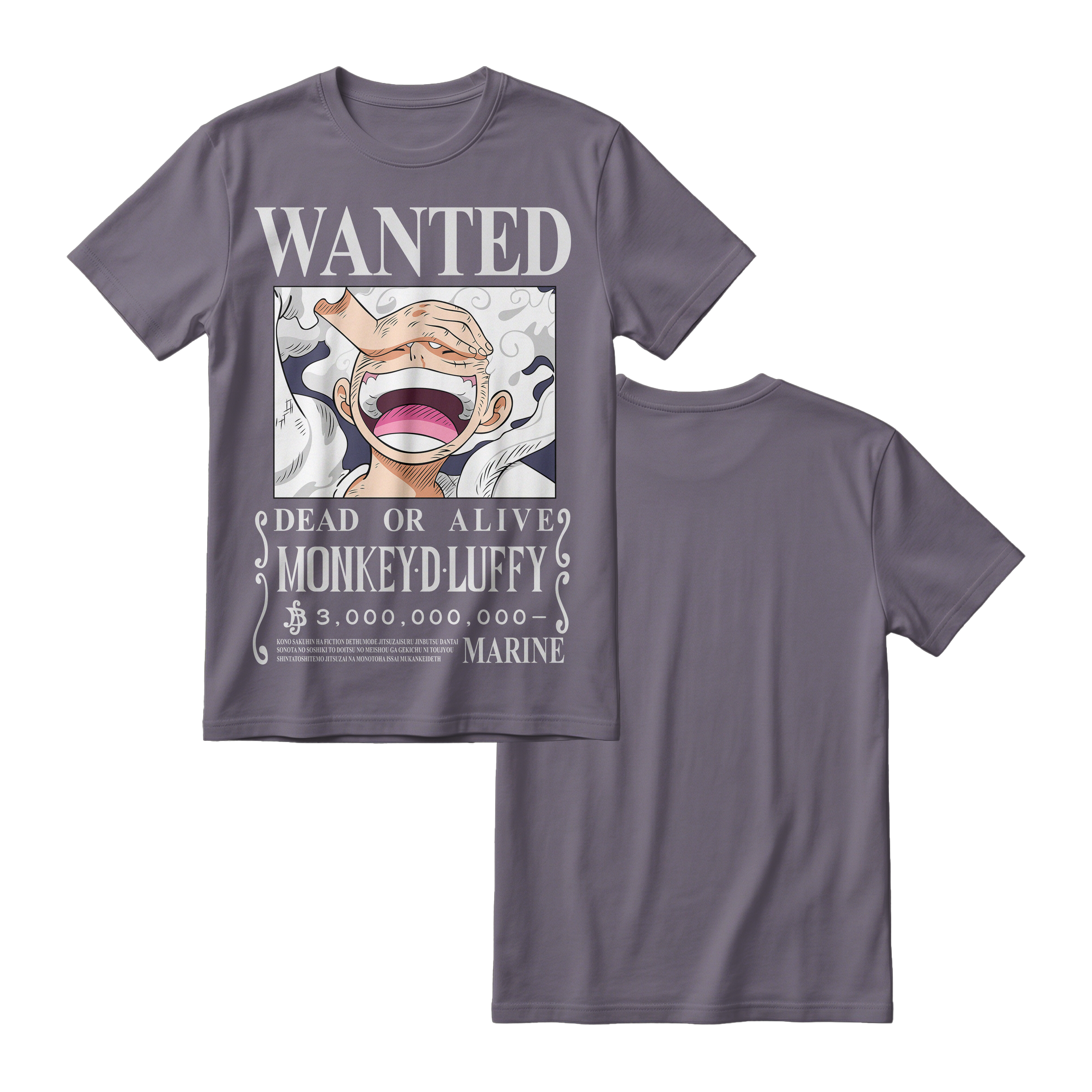 Anime One Piece Wanted Monkey D. Luffy Gear 5 Short Sleeve Tee - RZM012