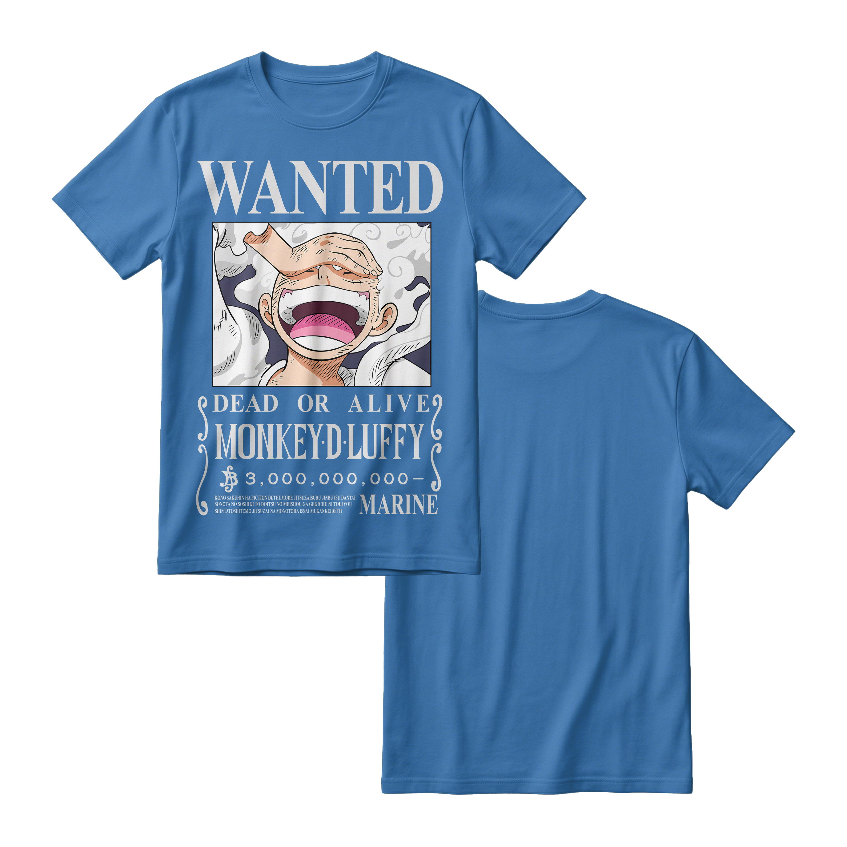 Anime One Piece Wanted Monkey D. Luffy Gear 5 Short Sleeve Tee - RZM012
