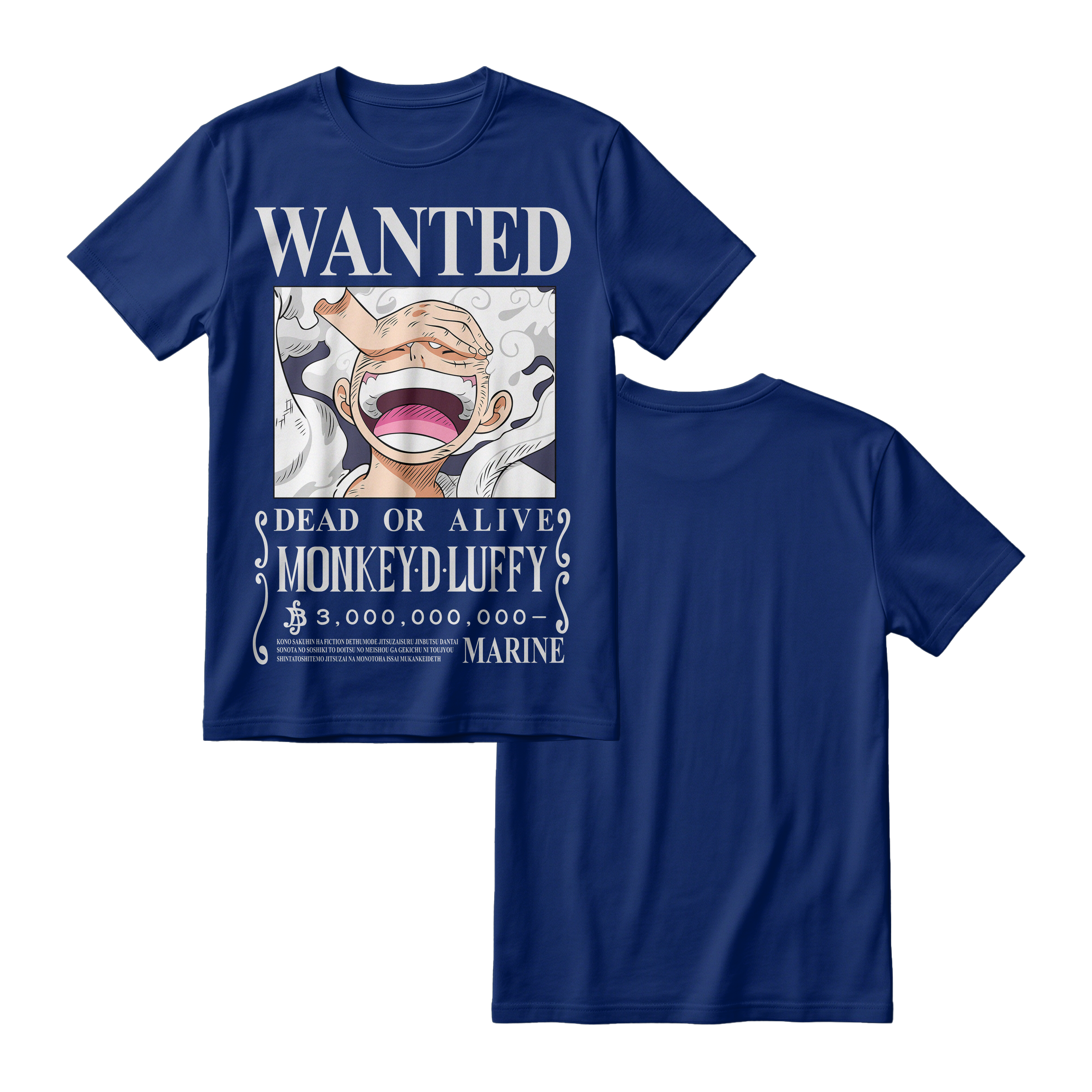 Anime One Piece Wanted Monkey D. Luffy Gear 5 Short Sleeve Tee - RZM012