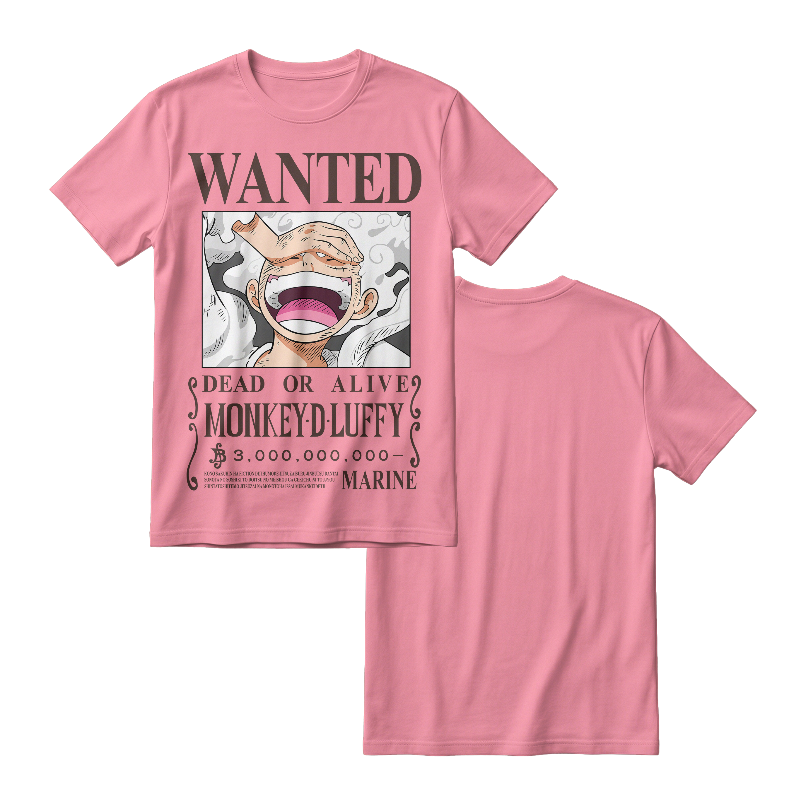 Anime One Piece Wanted Monkey D. Luffy Gear 5 Short Sleeve Tee - RZM012