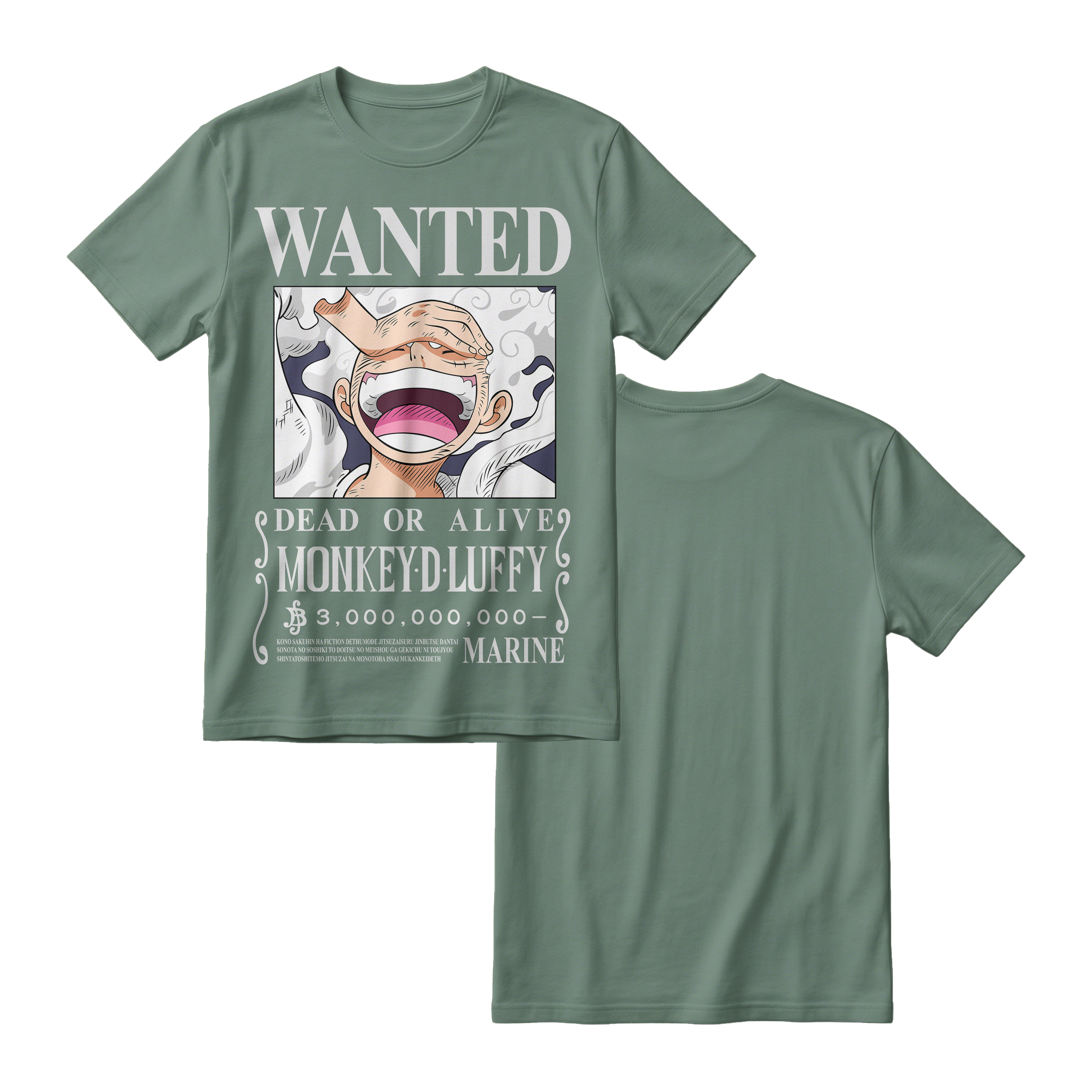 Anime One Piece Wanted Monkey D. Luffy Gear 5 Short Sleeve Tee - RZM012