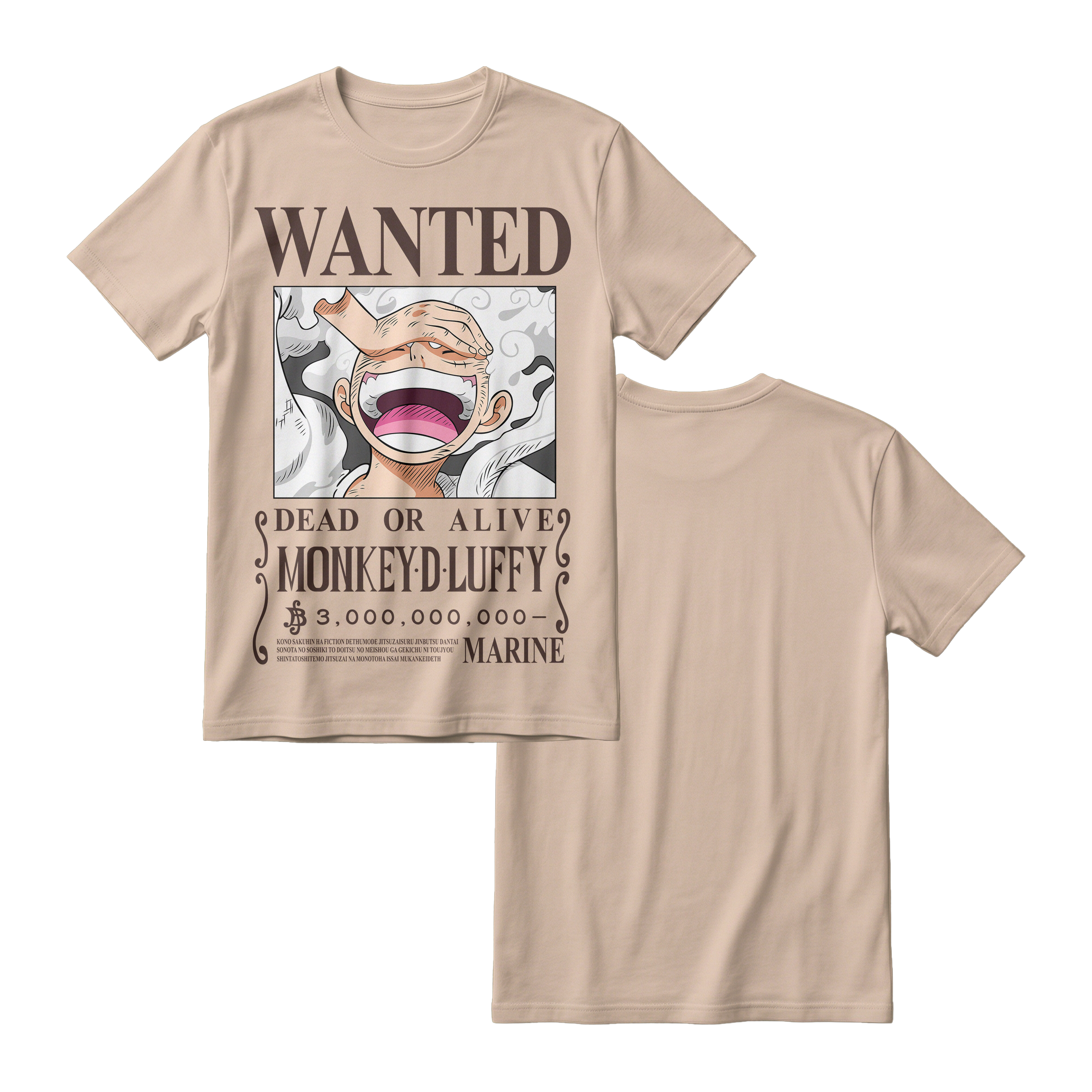 Anime One Piece Wanted Monkey D. Luffy Gear 5 Short Sleeve Tee - RZM012