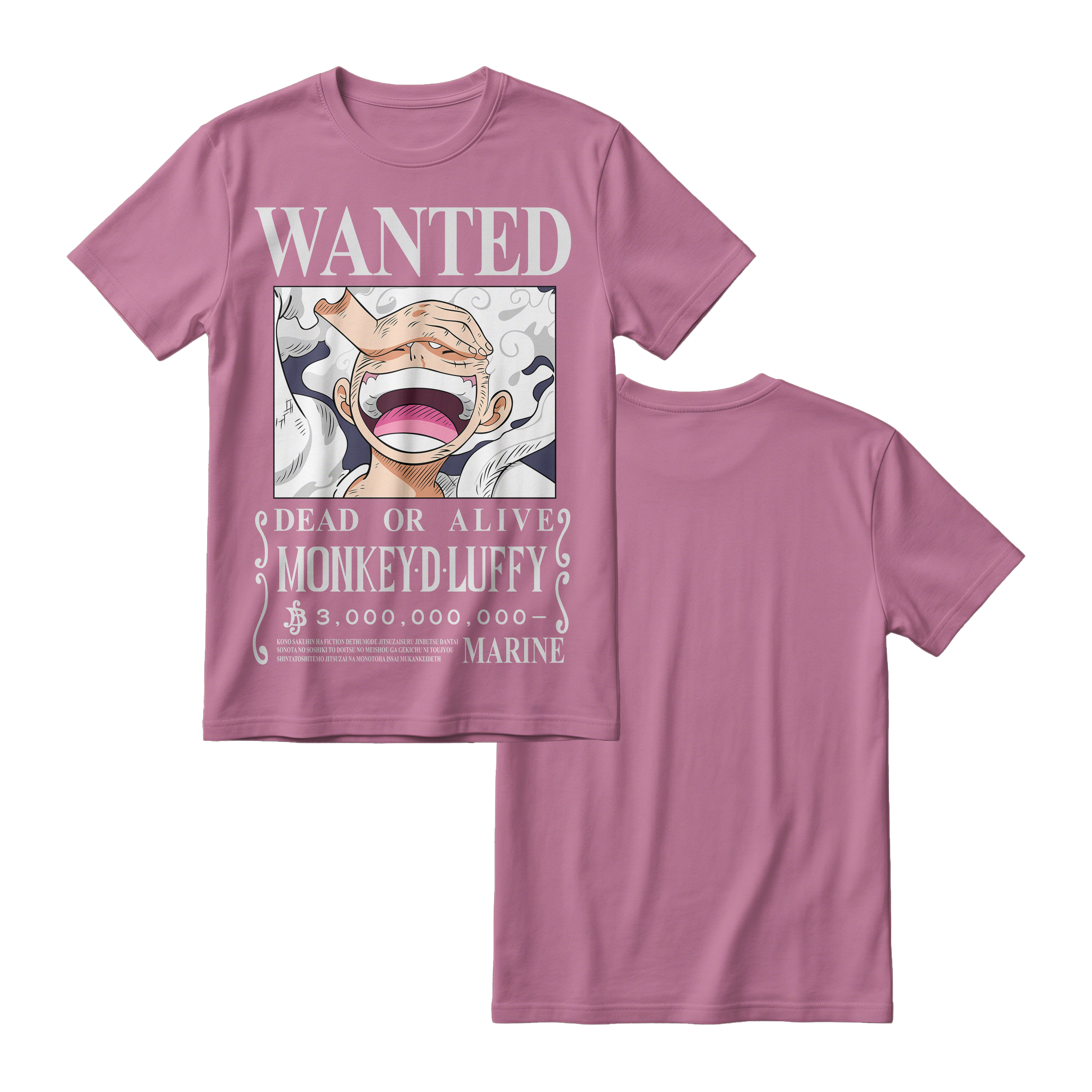 Anime One Piece Wanted Monkey D. Luffy Gear 5 Short Sleeve Tee - RZM012