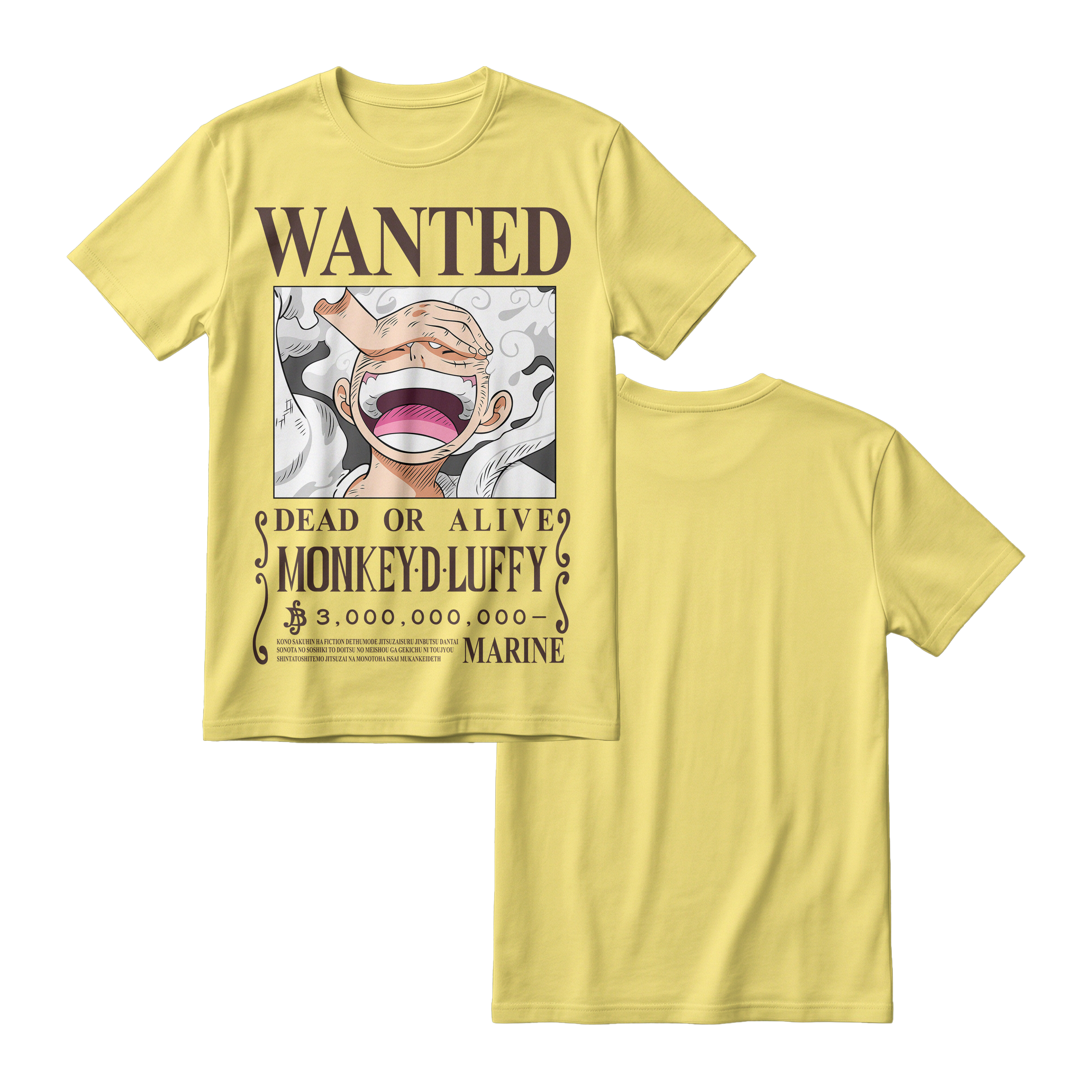 Anime One Piece Wanted Monkey D. Luffy Gear 5 Short Sleeve Tee - RZM012