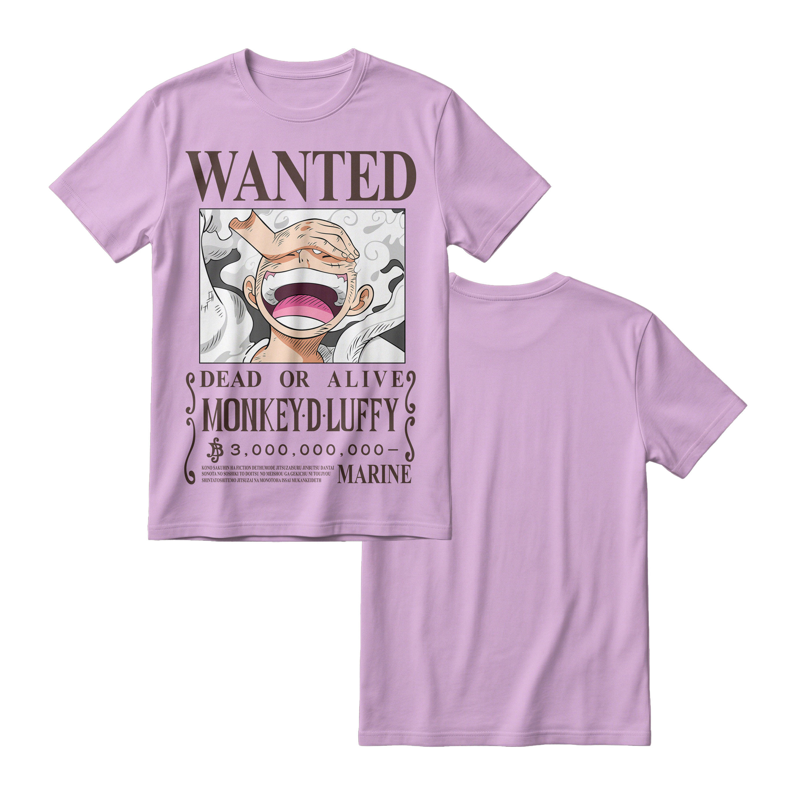 Anime One Piece Wanted Monkey D. Luffy Gear 5 Short Sleeve Tee - RZM012