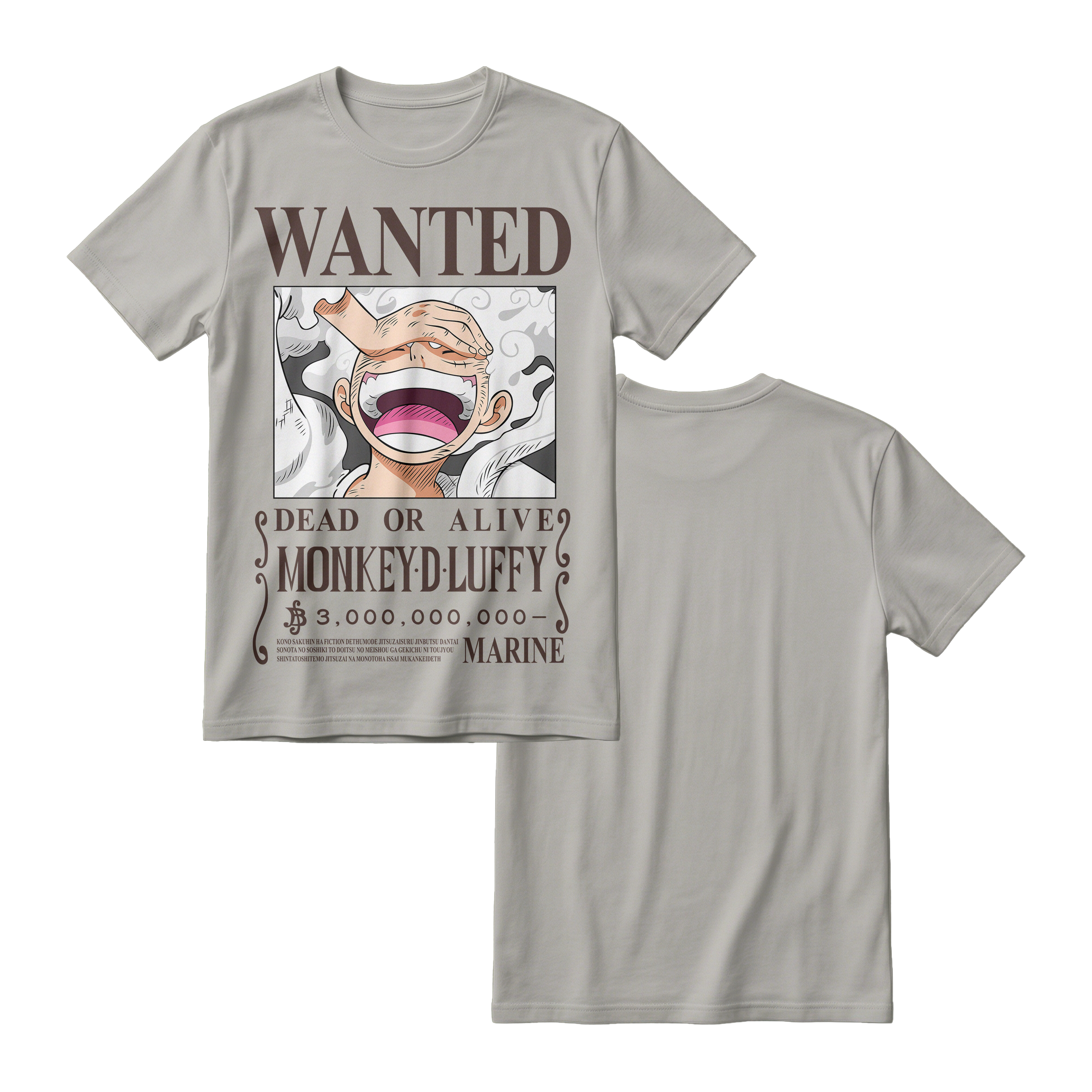 Anime One Piece Wanted Monkey D. Luffy Gear 5 Short Sleeve Tee - RZM012