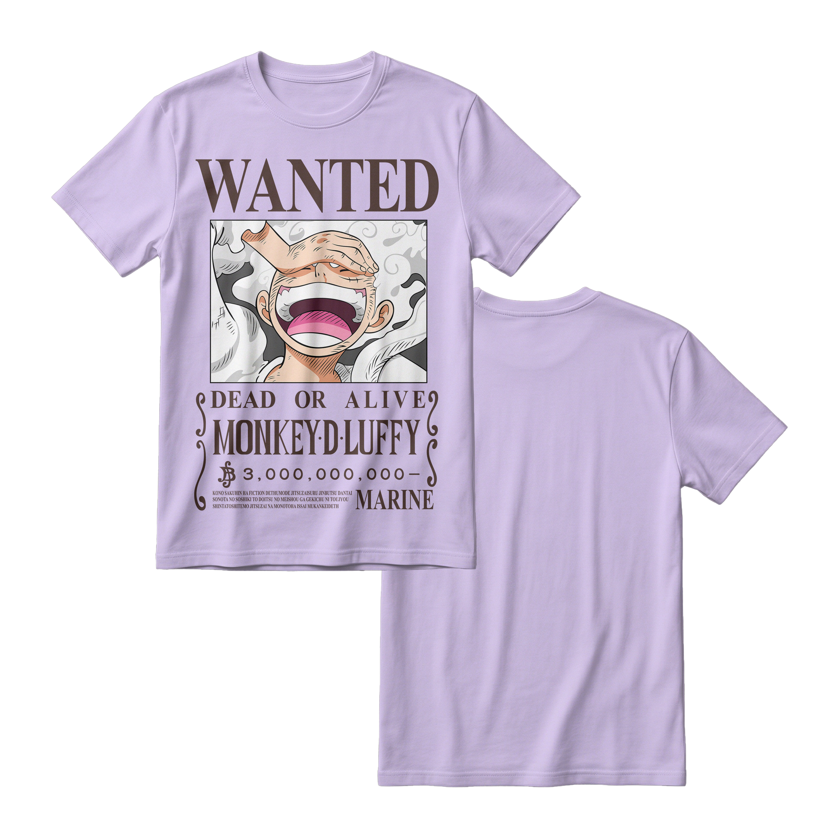 Anime One Piece Wanted Monkey D. Luffy Gear 5 Short Sleeve Tee - RZM012
