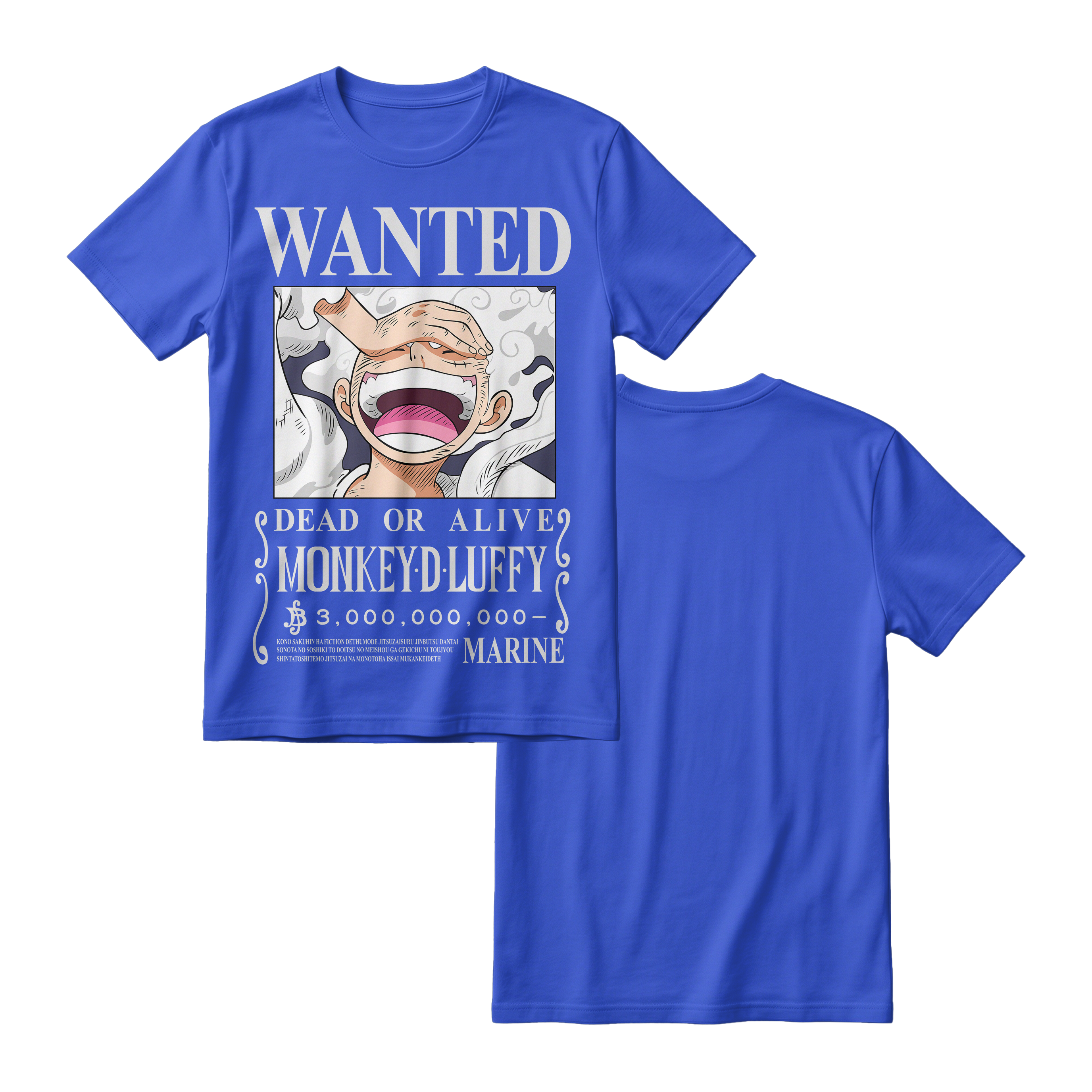Anime One Piece Wanted Monkey D. Luffy Gear 5 Short Sleeve Tee - RZM012